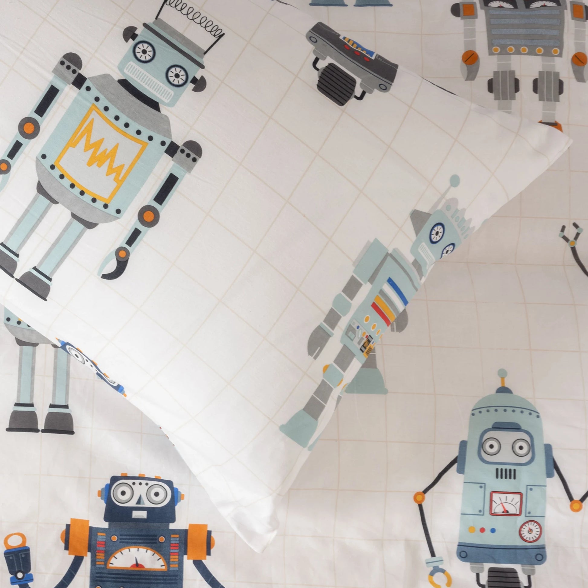 SQUIGGLES Retro Robot Duvet Cover Set, Multi-Colour, NZ Single