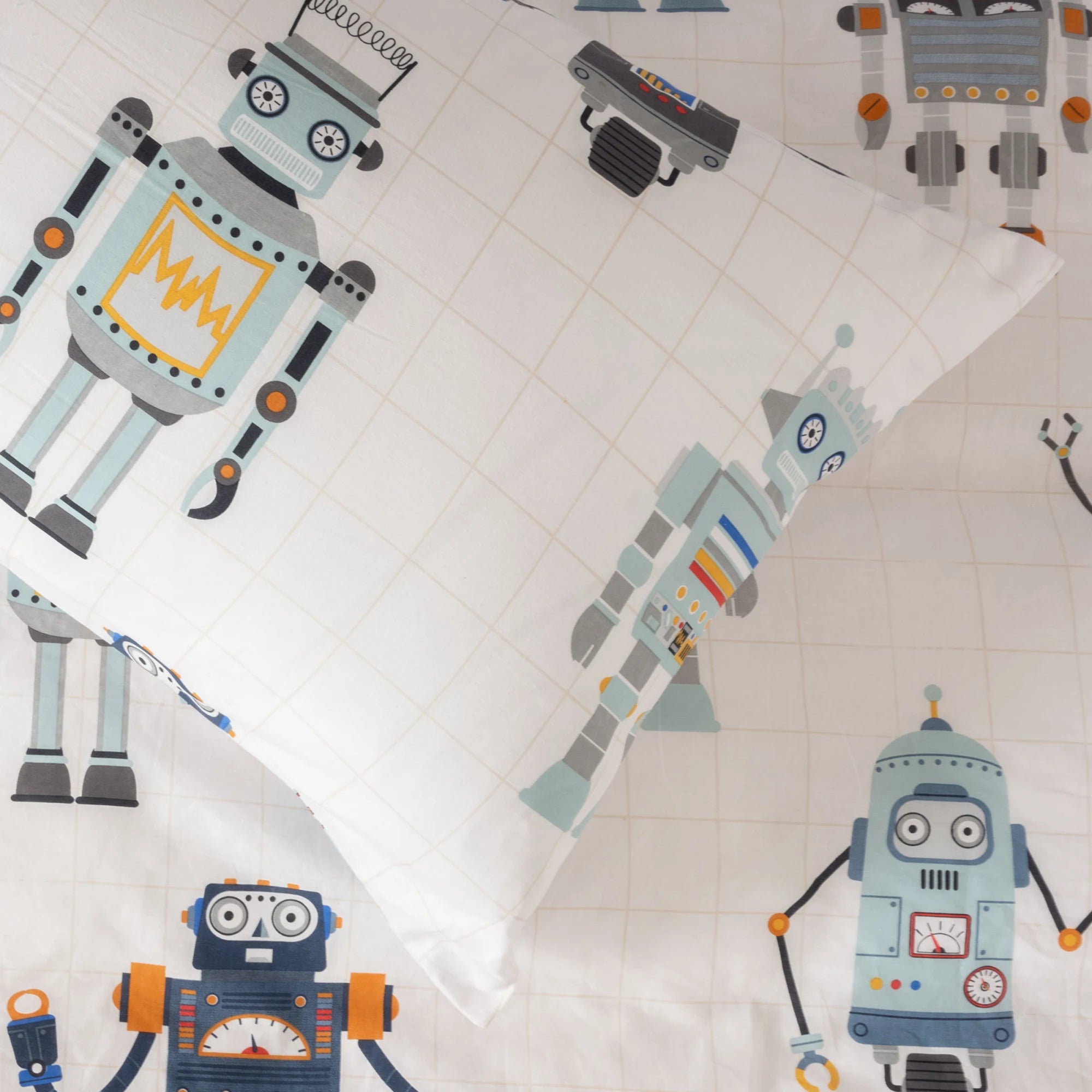 SQUIGGLES Retro Robot Duvet Cover Set, Multi-Colour, NZ Single