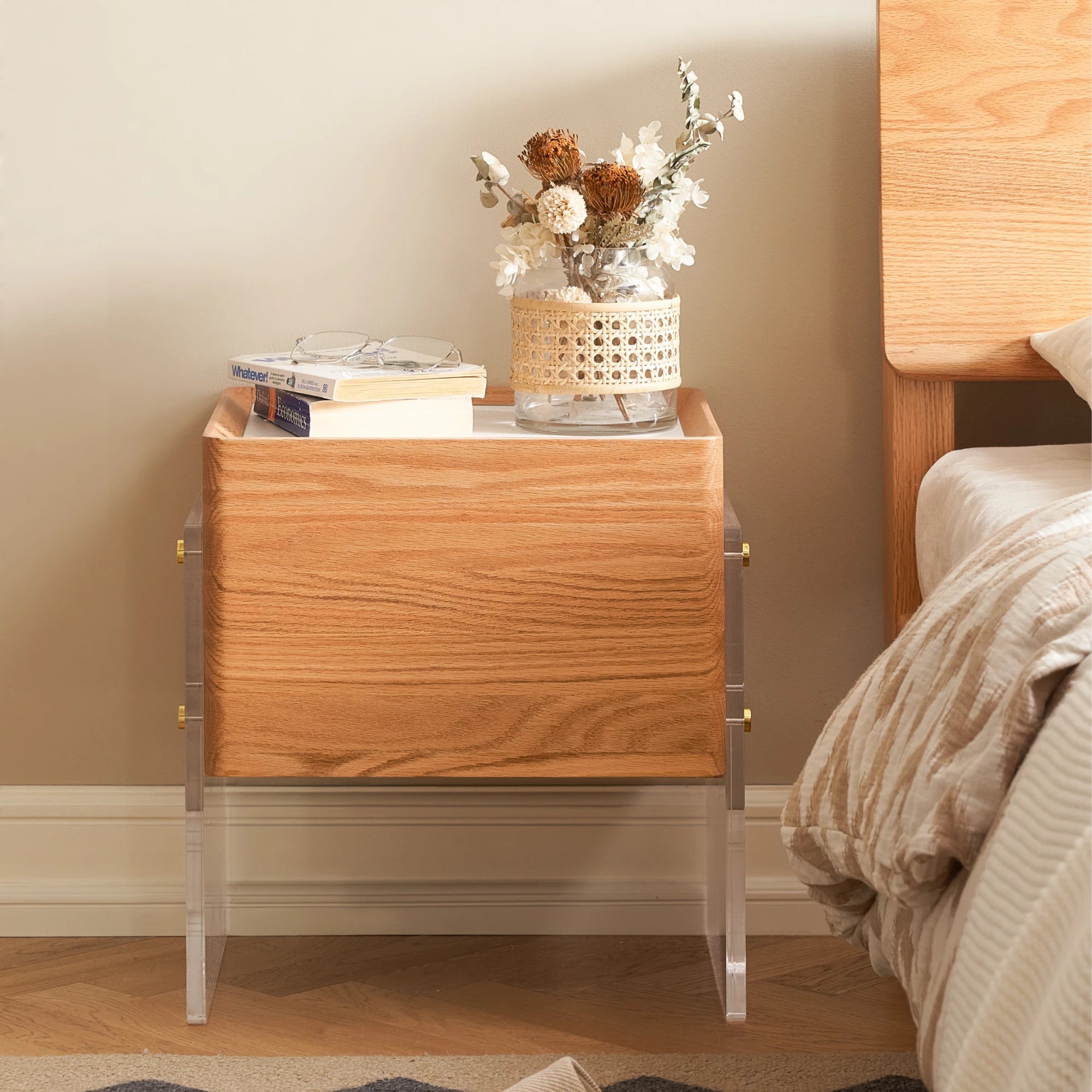 Solidwood Elvora Bedside Table with Sintered Stone Top
