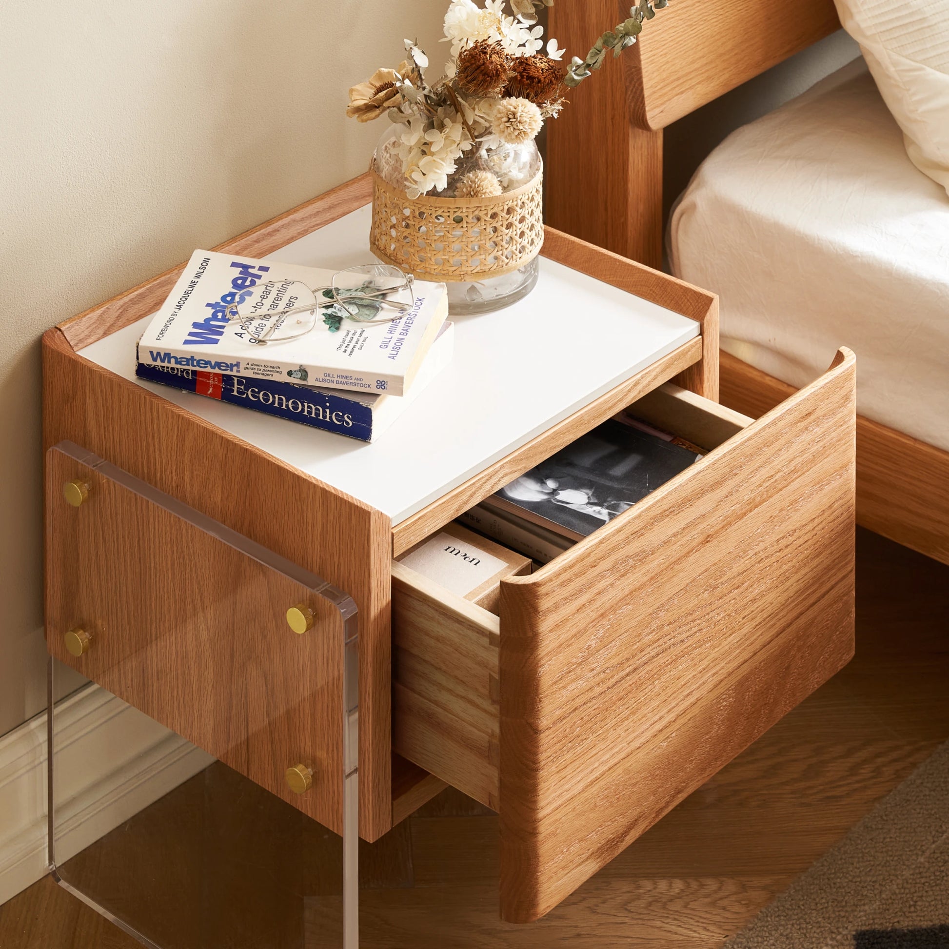 Solidwood Elvora Bedside Table with Sintered Stone Top