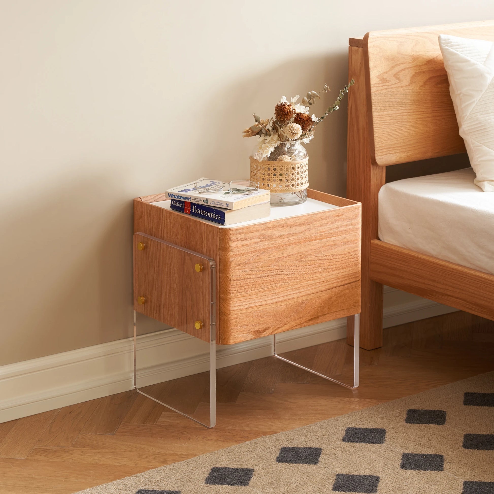Solidwood Elvora Bedside Table with Sintered Stone Top