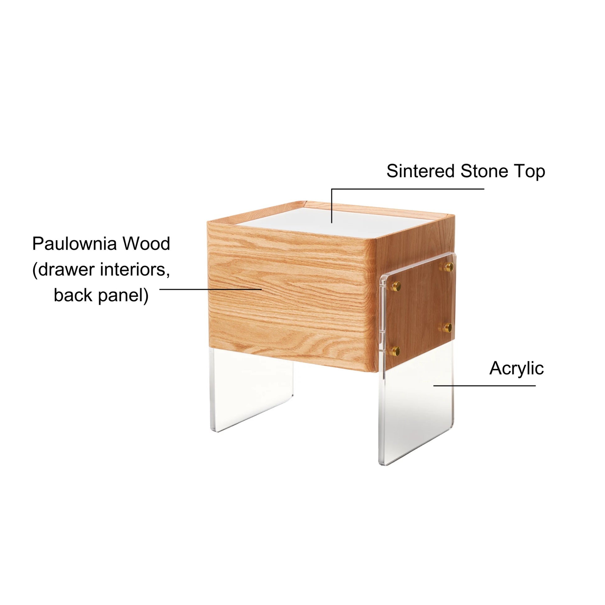 Solidwood Elvora Bedside Table with Sintered Stone Top