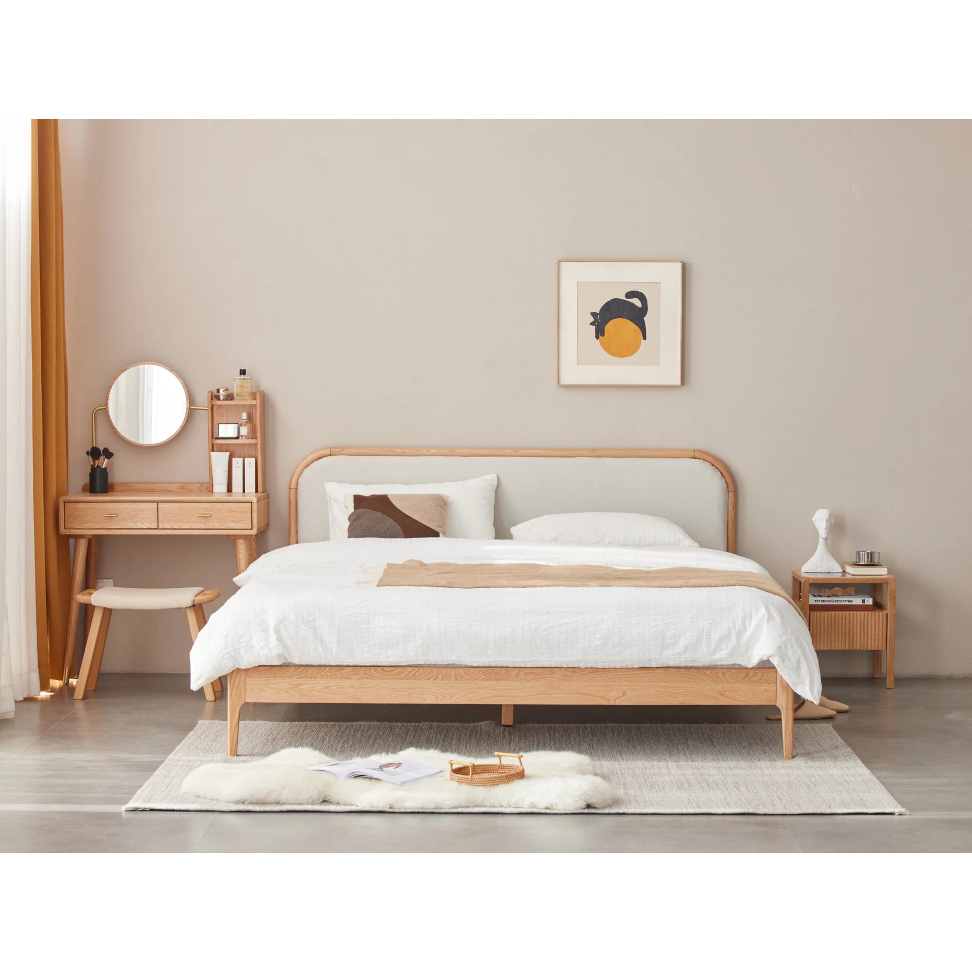 Solidwood Korlin Bedside Table with Glass Top