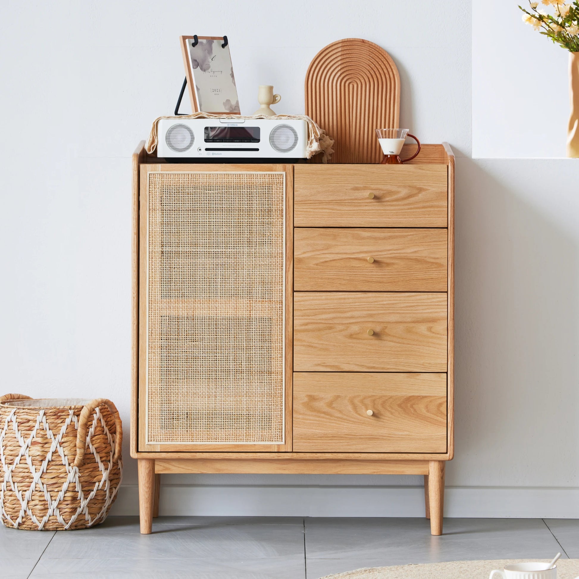 Solidwood Calamo Chest of 4 Drawers with Cabinet