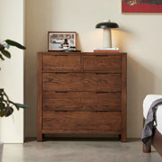Solidwood Norway Chest of 5 Drawers, 95x40CM, Dark Wood