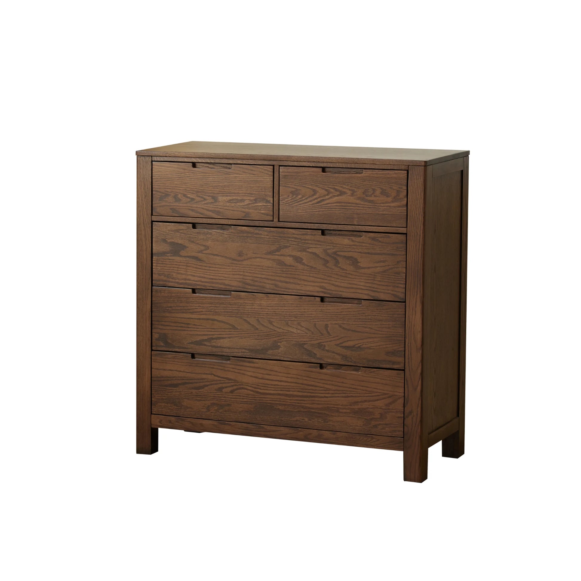 Solidwood Norway Chest of 5 Drawers, 95x40CM, Dark Wood