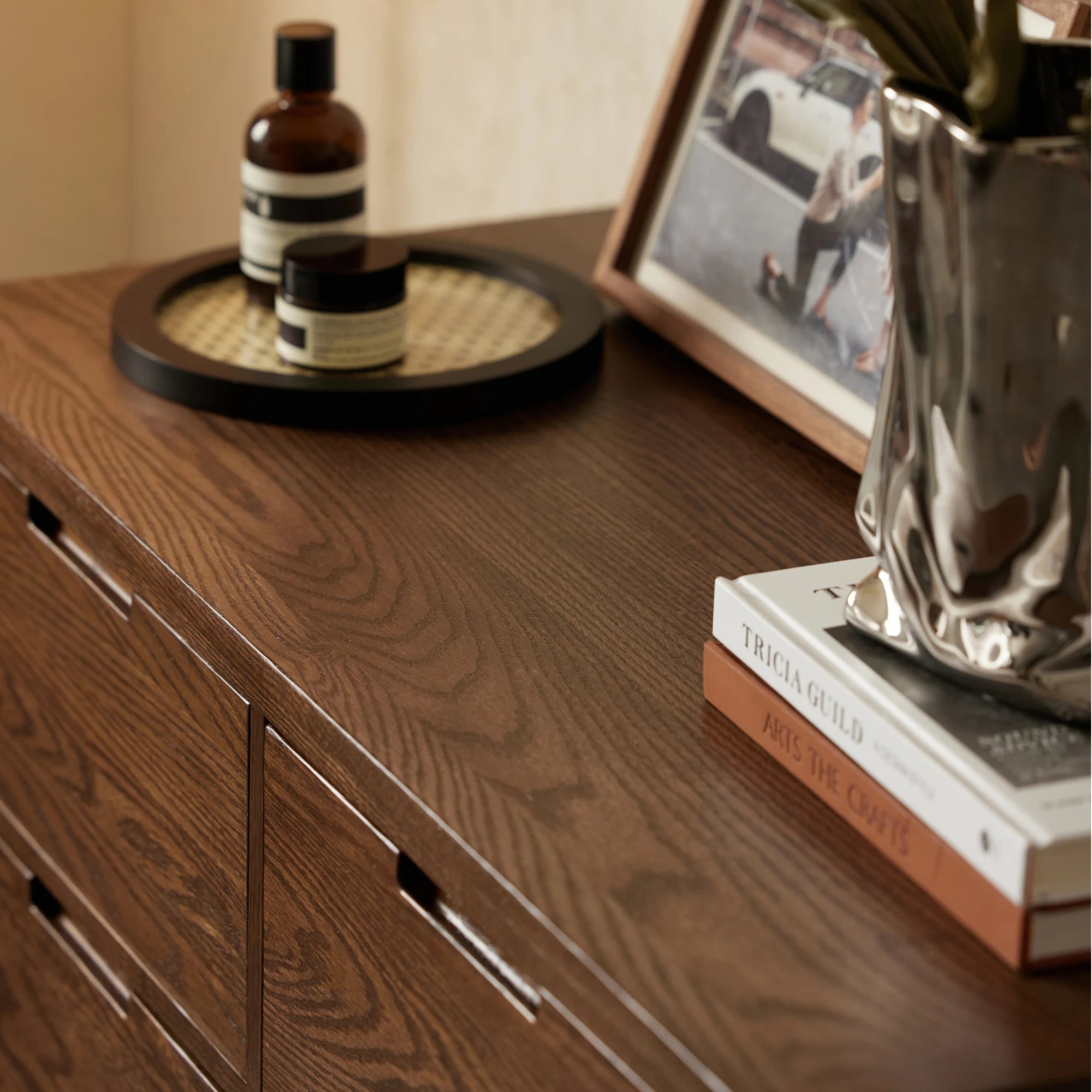 Solidwood Norway Chest of 5 Drawers, 95x40CM, Dark Wood