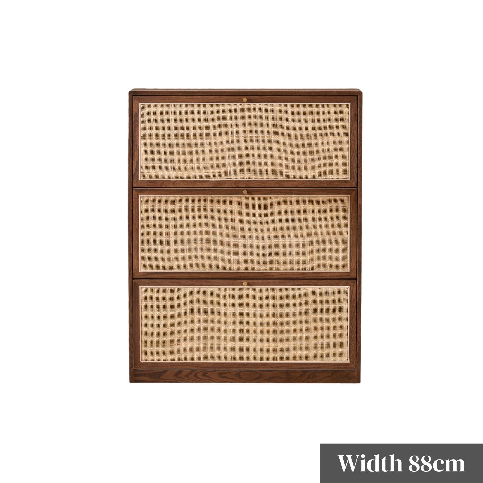 Solidwood Calamo Rattan Shoe Cabinet 88cm, Dark Wood