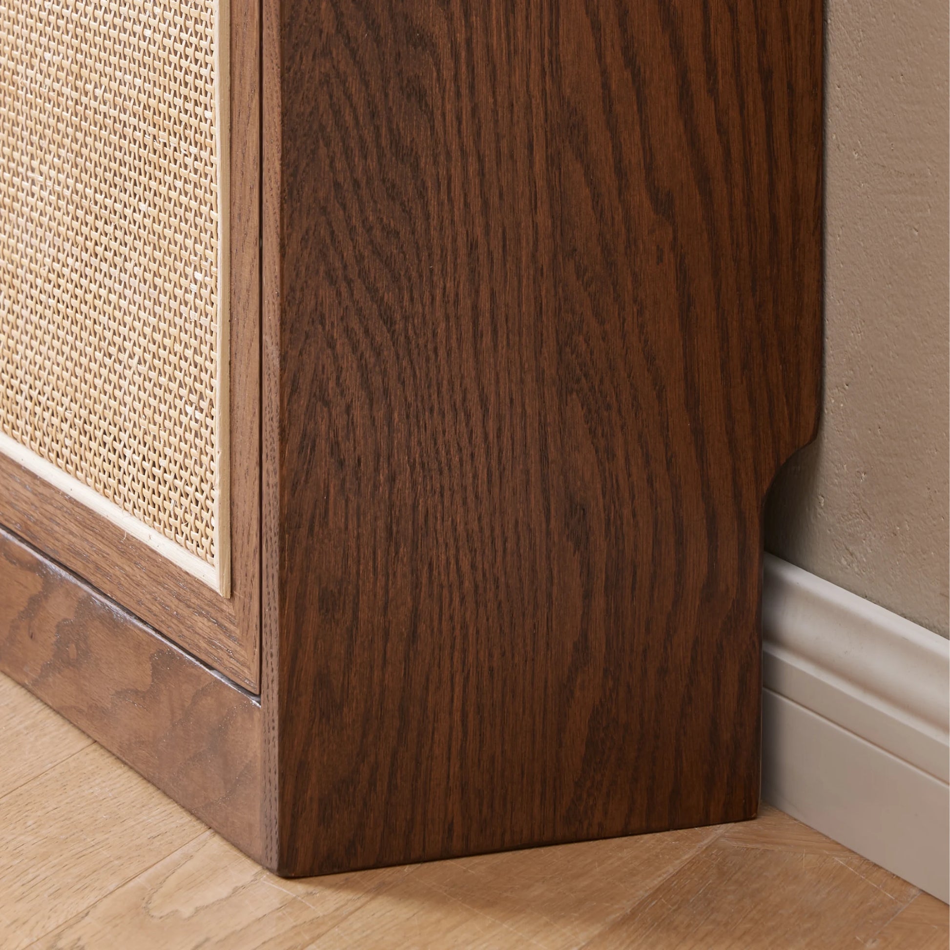 Solidwood Calamo Rattan Shoe Cabinet 88cm, Dark Wood