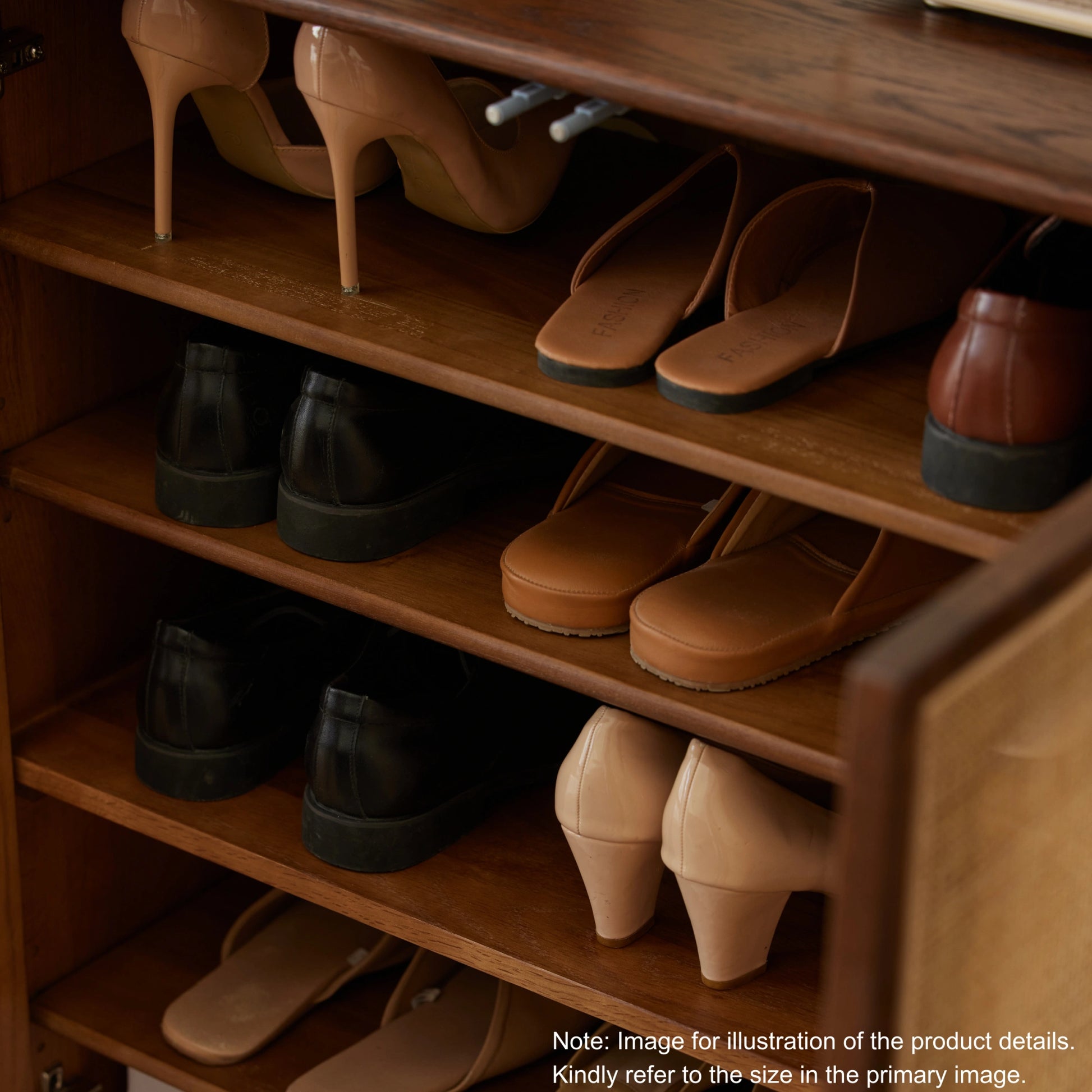 Solidwood Bailey Shoe Cabinet, 48x35cm, Dark Wood