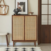 Solidwood Bailey Shoe Cabinet, 80x35cm, Dark Wood
