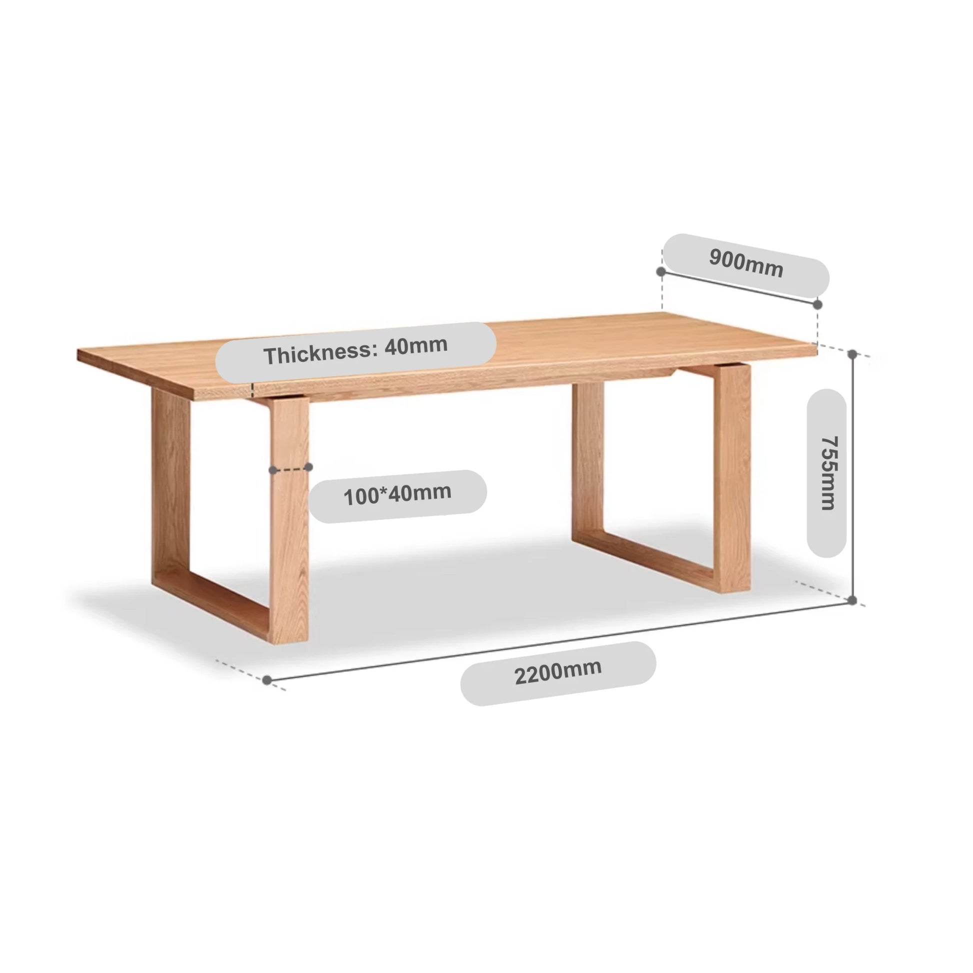 Solidwood Hemura Dining Table With Trestle Base, Natural Wood