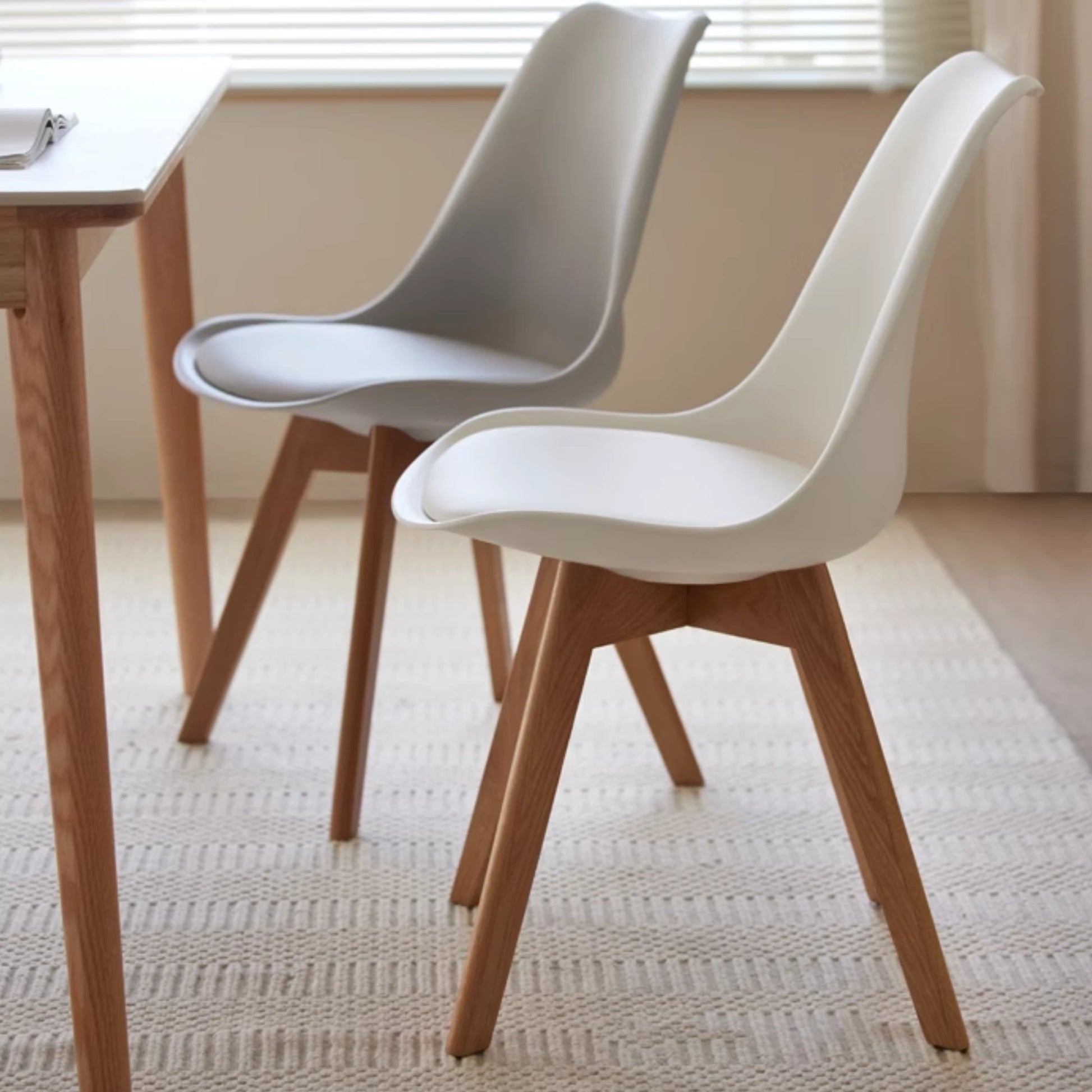 Solidwood Radiant Dining Chairs, Beech, Grey, Set of 2