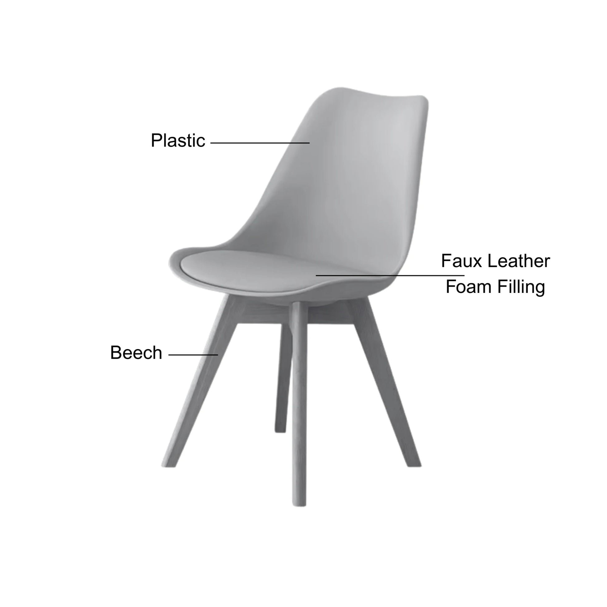 Solidwood Radiant Dining Chairs, Beech, Grey, Set of 2