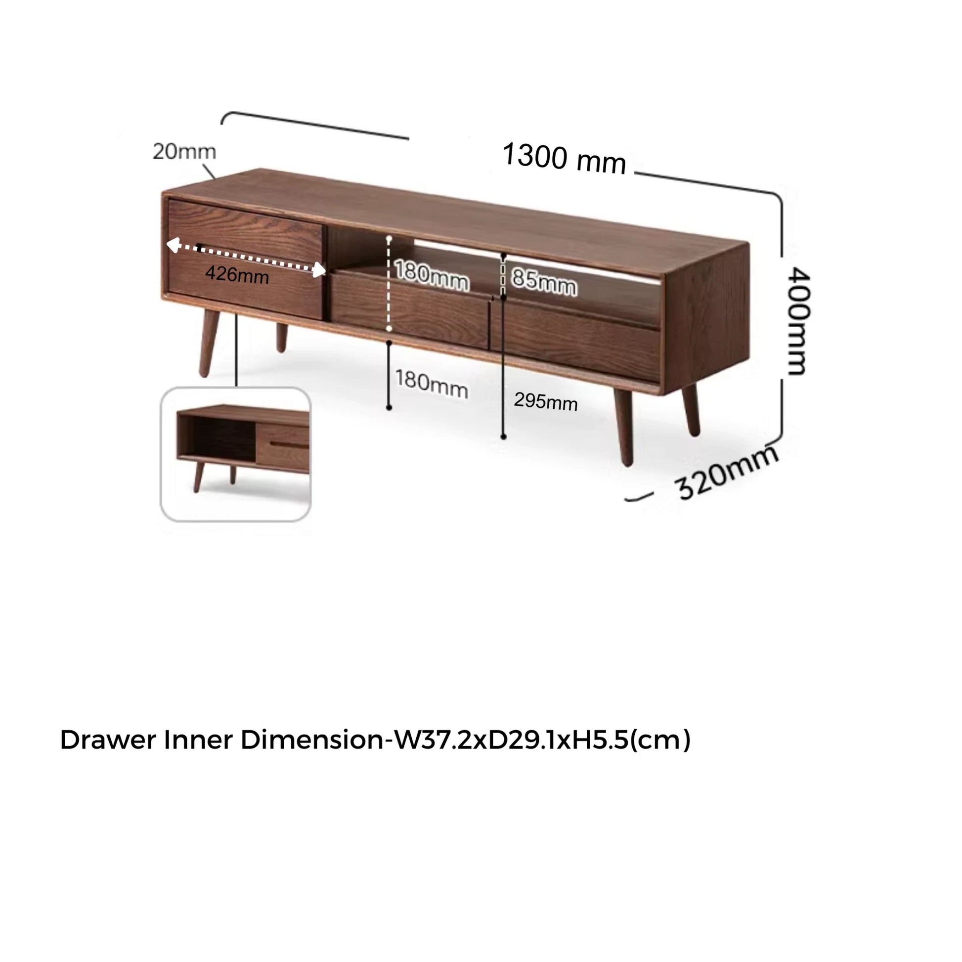 Solidwood Santa Rosa Entertainment Unit, 130cm