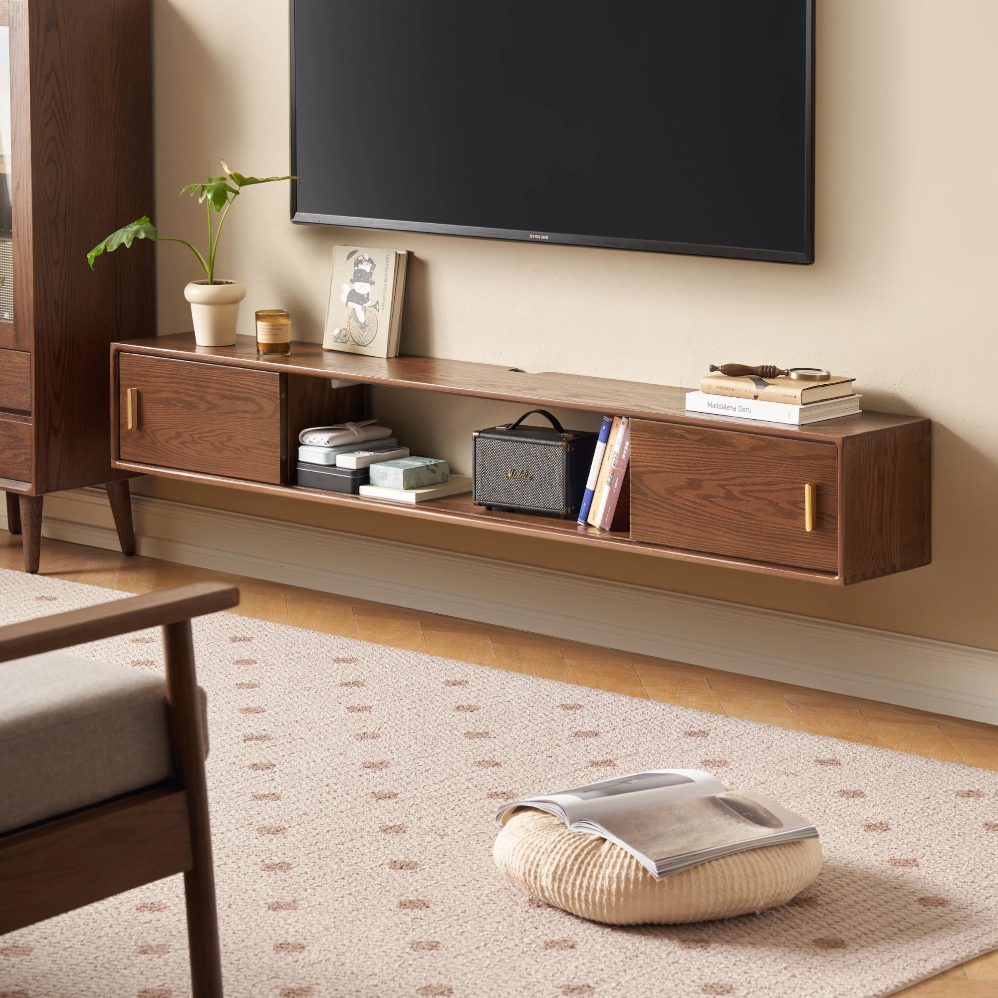 Solidwood Danya Wall-mounted Entertainment Unit, 160cm
