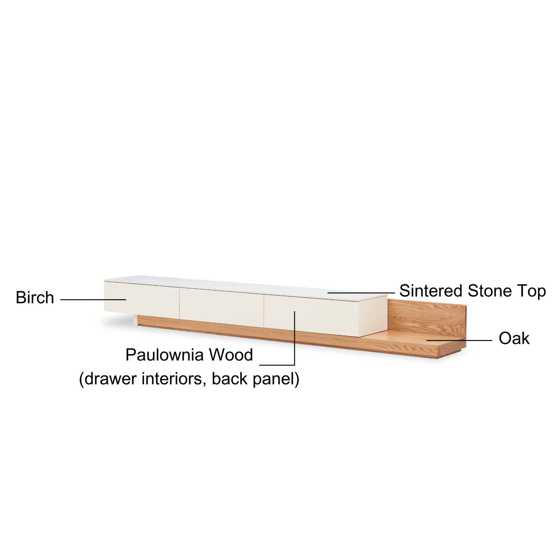 Solidwood Miaco Adjustable Entertainment Unit with Sintered Stone Top