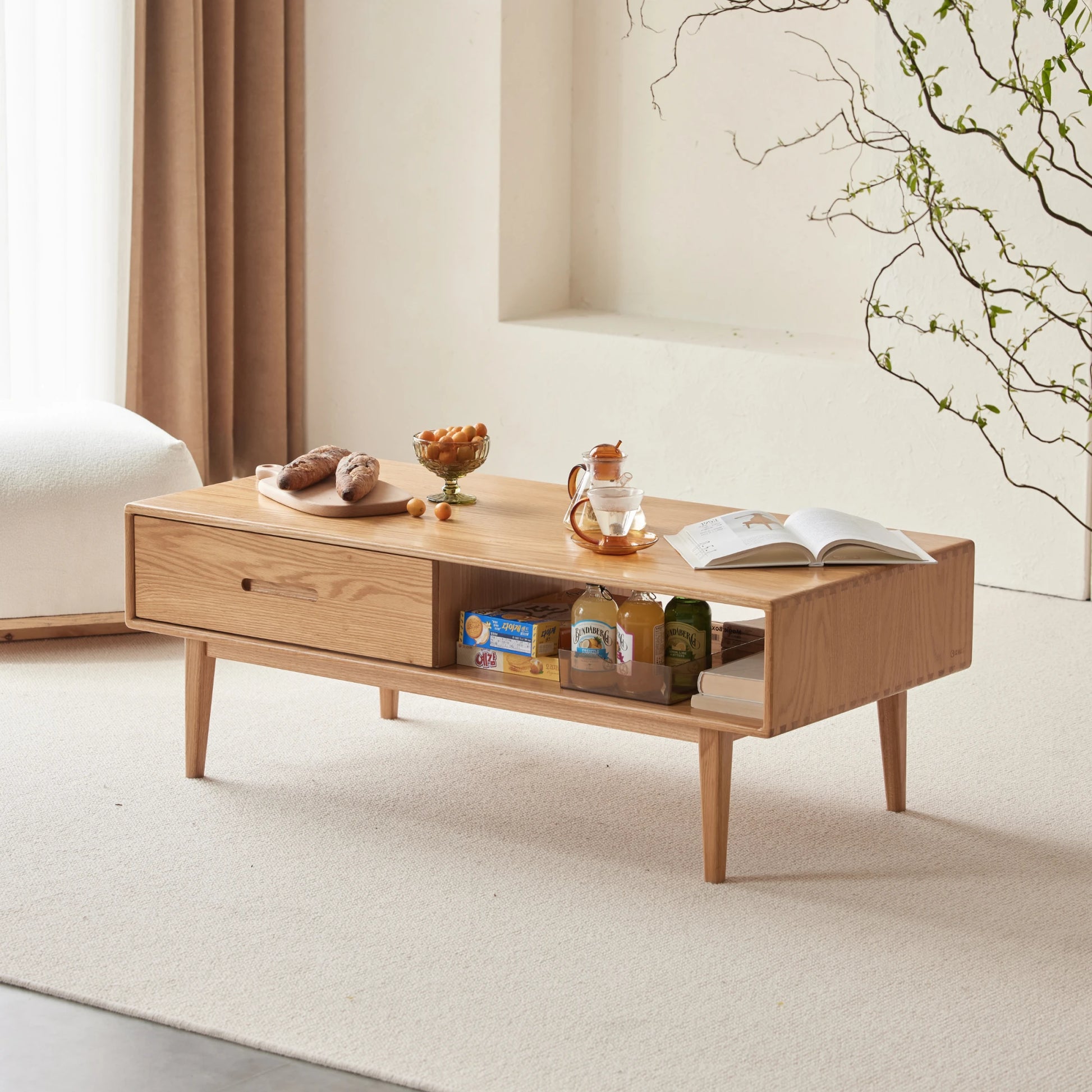 Solidwood Bailey Coffee Table, 100cm, Natural Wood