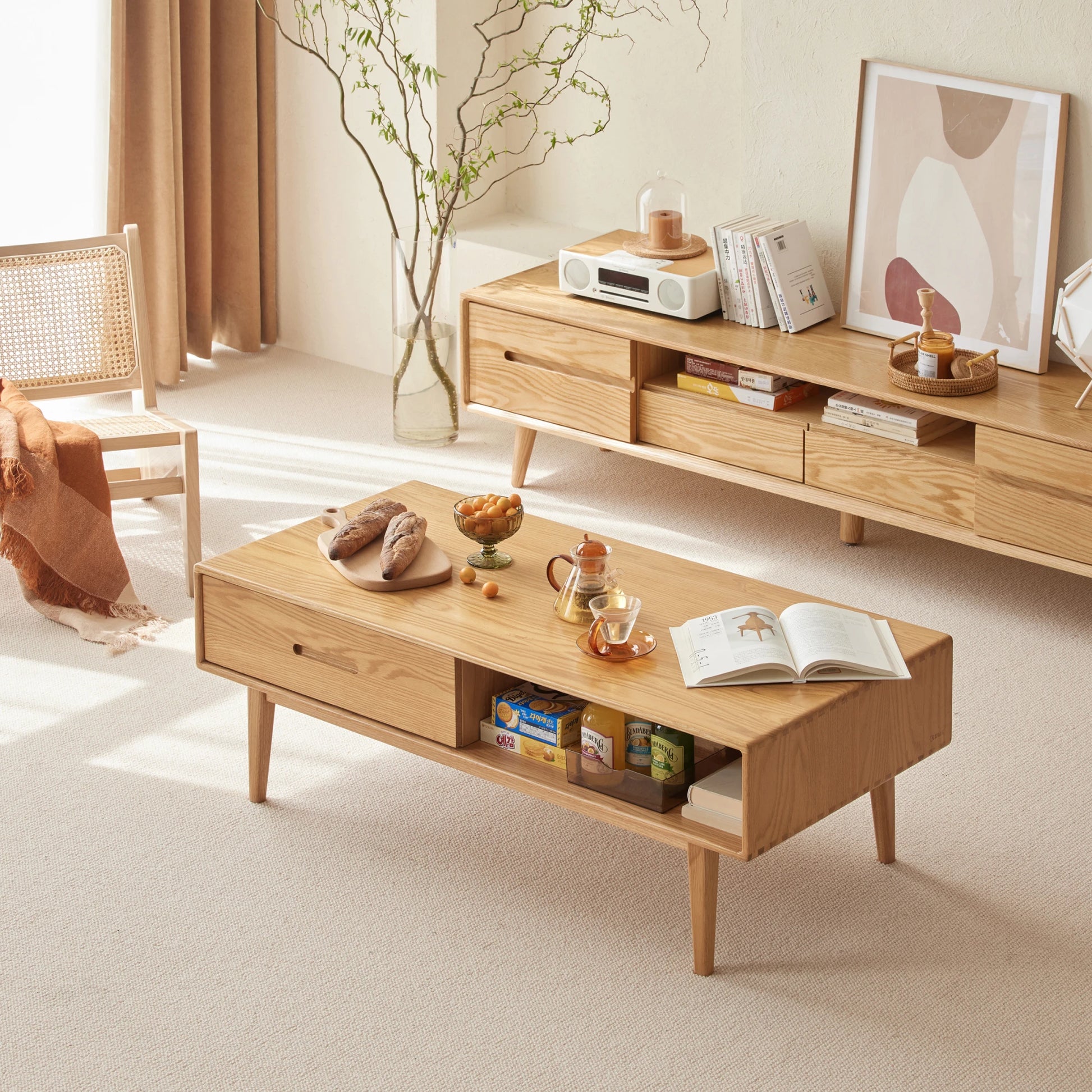 Solidwood Bailey Coffee Table, 100cm, Natural Wood