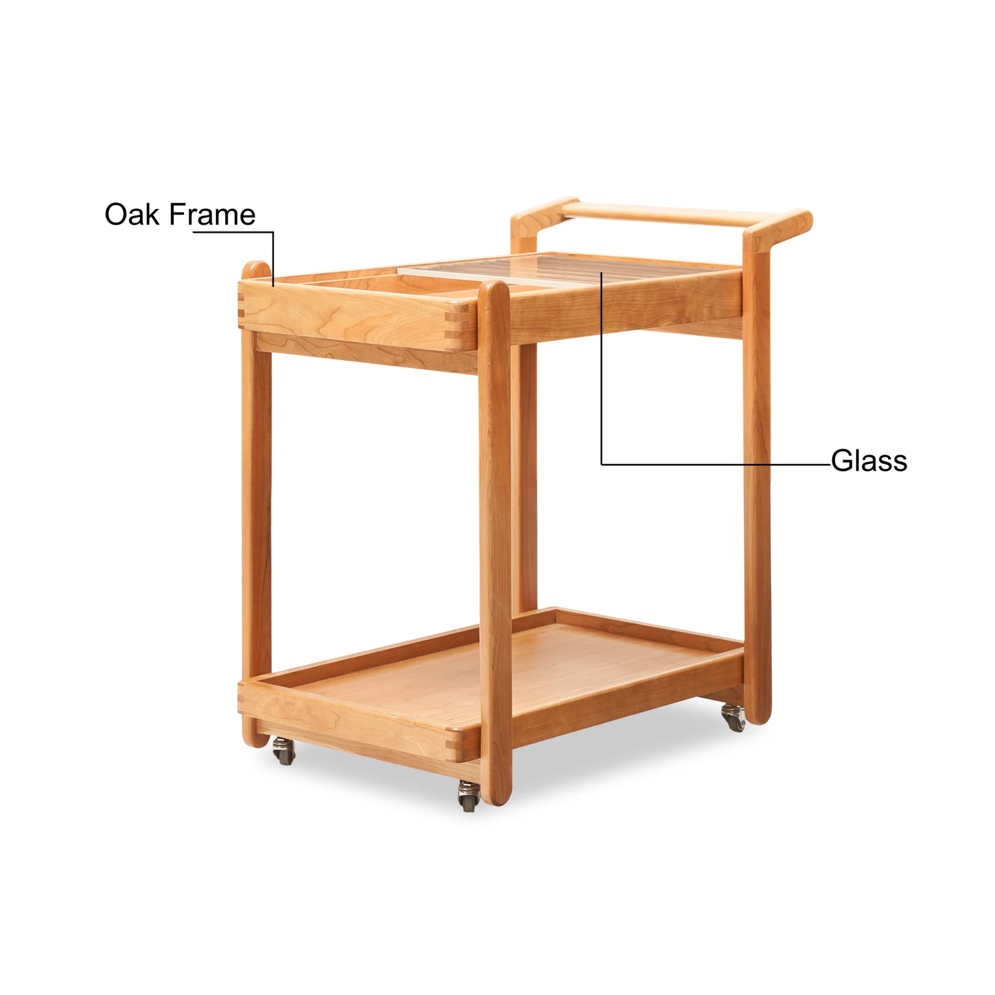 Solidwood Quartz Cherry Movable Side Table with Glass Tray