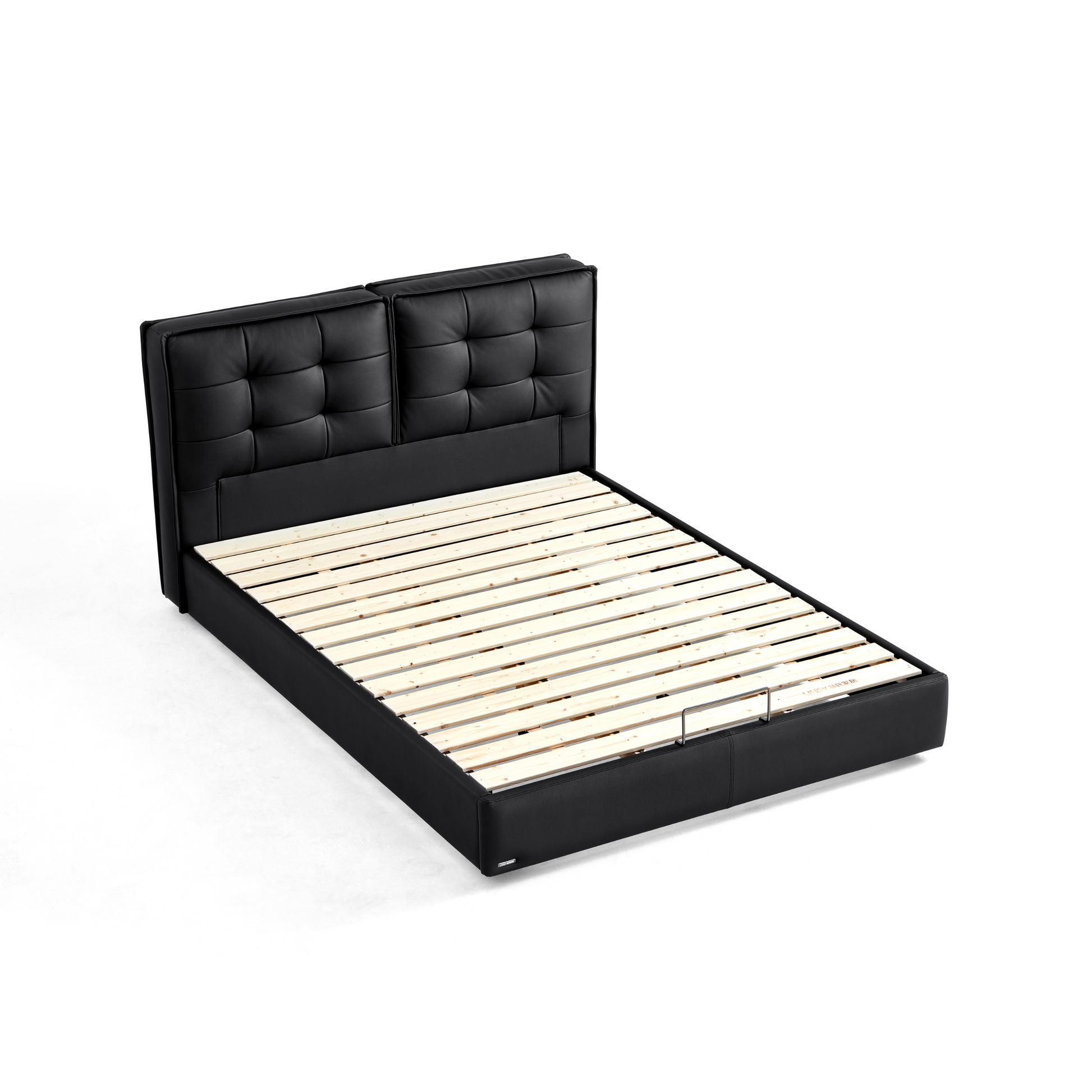 Linspire Obsidian Leather Bed Frame, Black