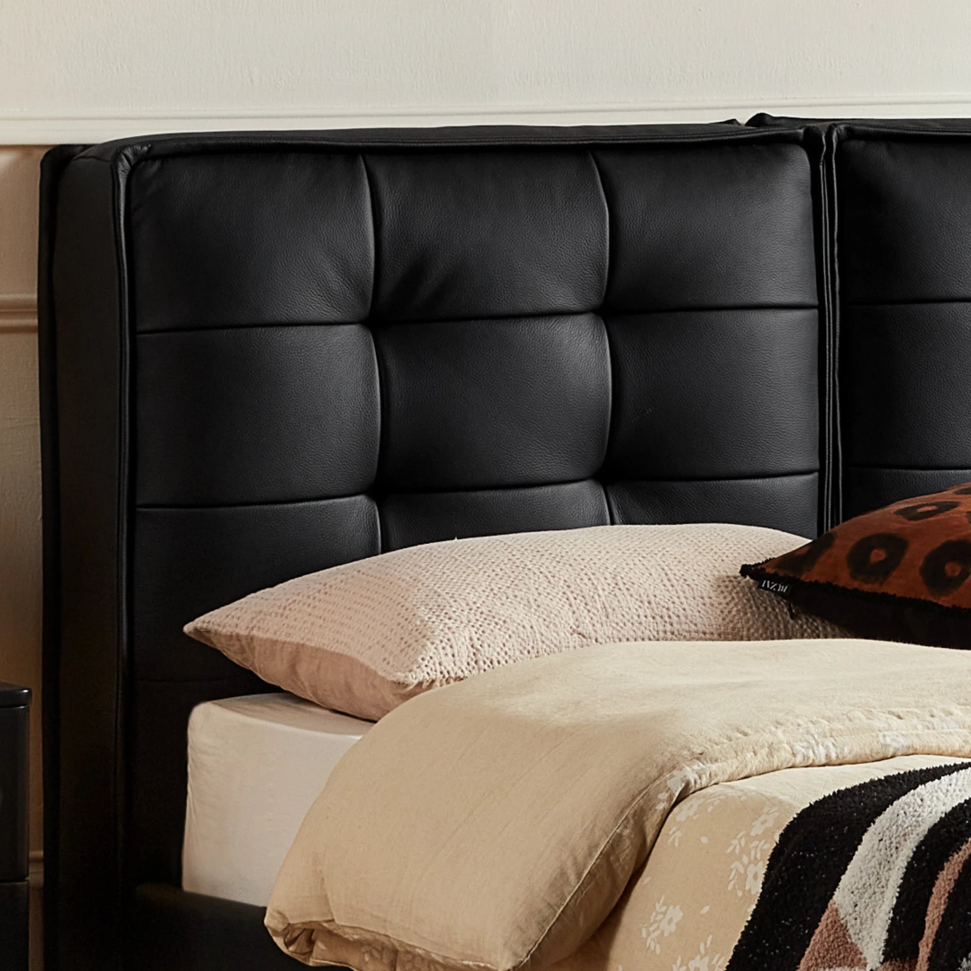 Linspire Obsidian Leather Bed Frame, Black