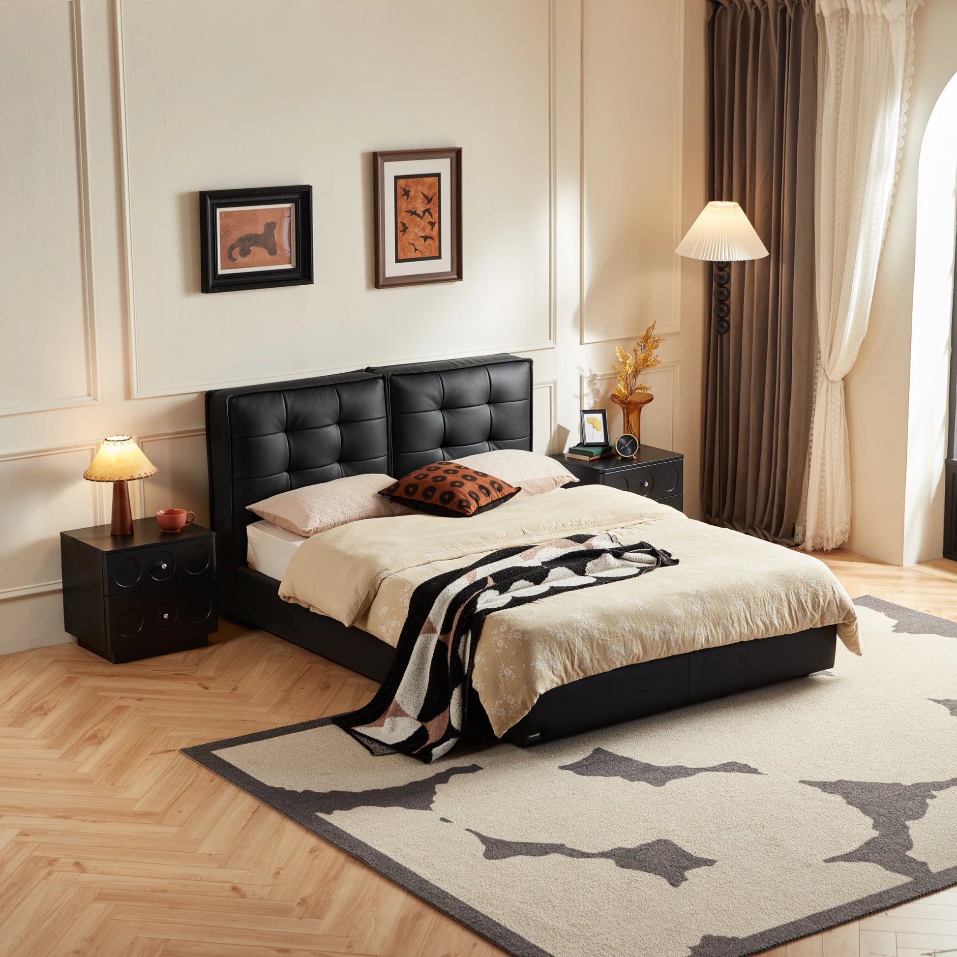 Linspire Obsidian Leather Bed Frame, Black