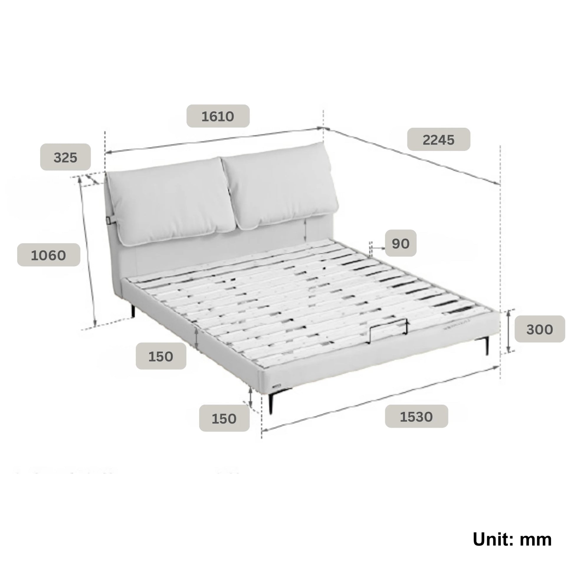 Linspire Beacon Bed Frame, Off-White