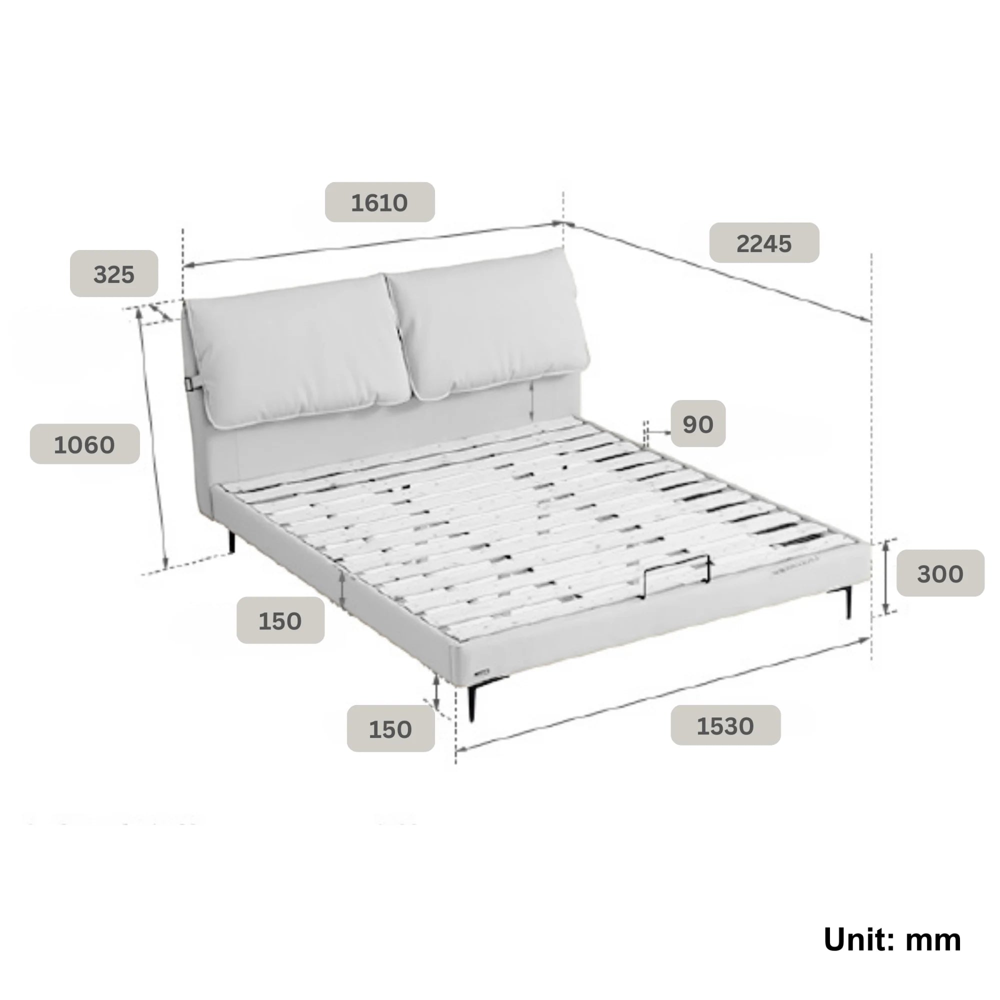 Linspire Beacon Bed Frame, Off-White