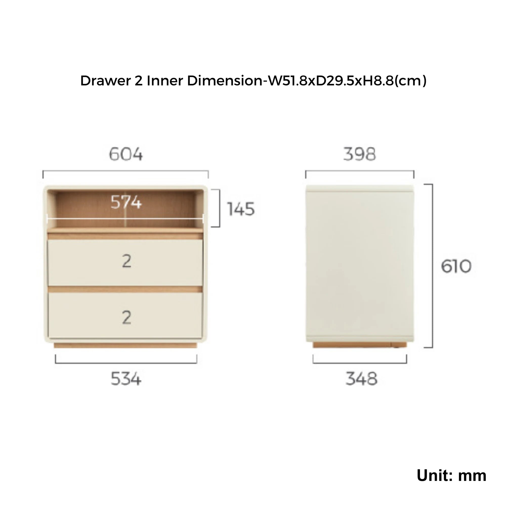 Linspire Evoke Bedside Table, W60cm
