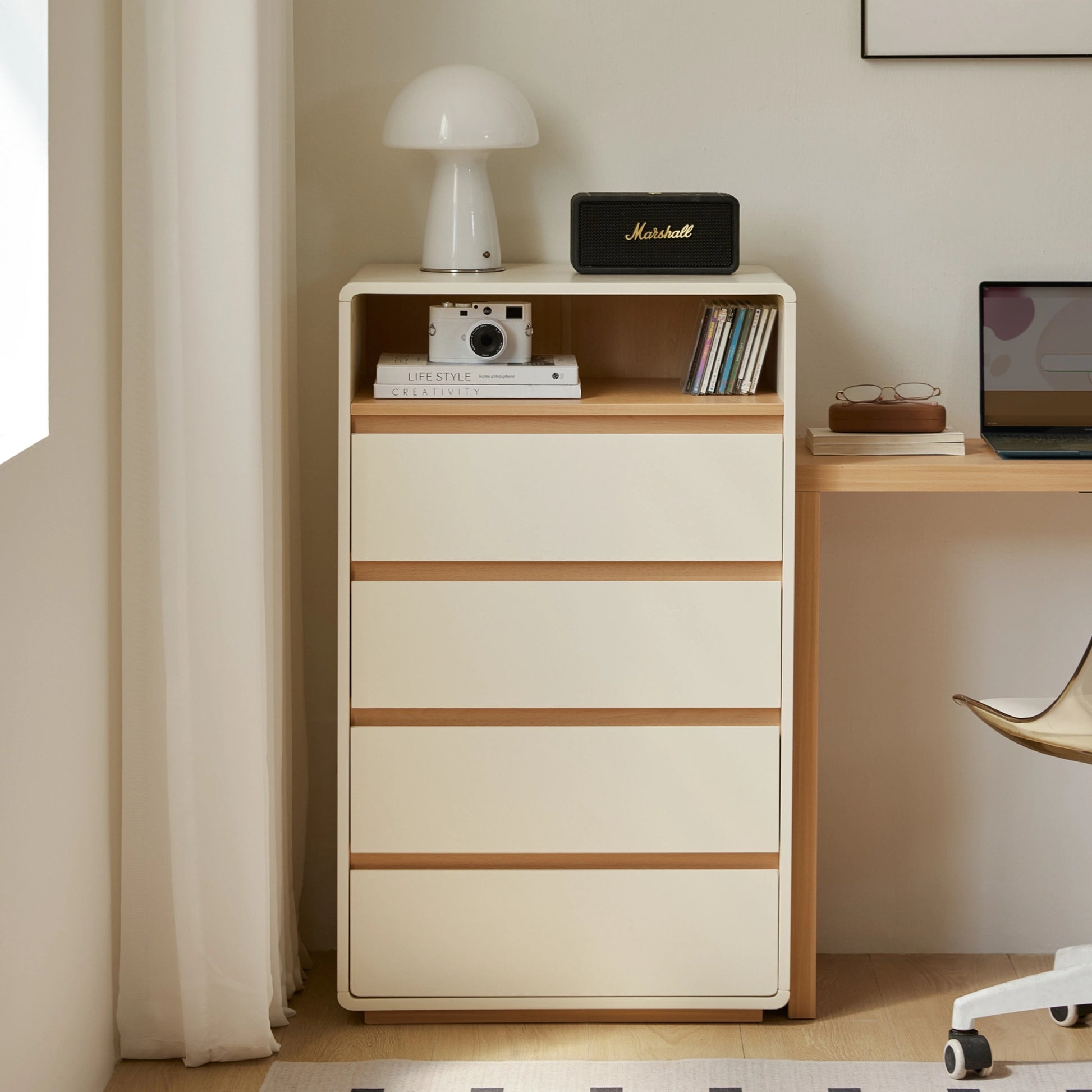 Linspire Evoke Chest of 4 Drawers with Open Storage, 60cm
