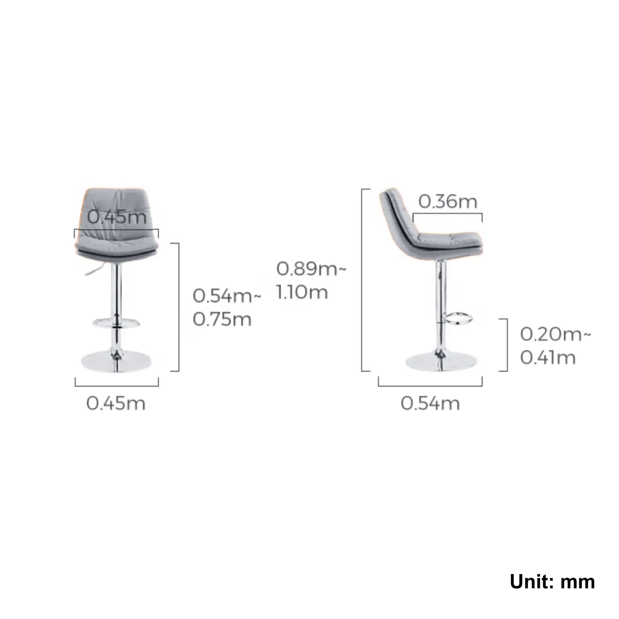 Linspire Peak Height Adjustable Bar Chair, Grey