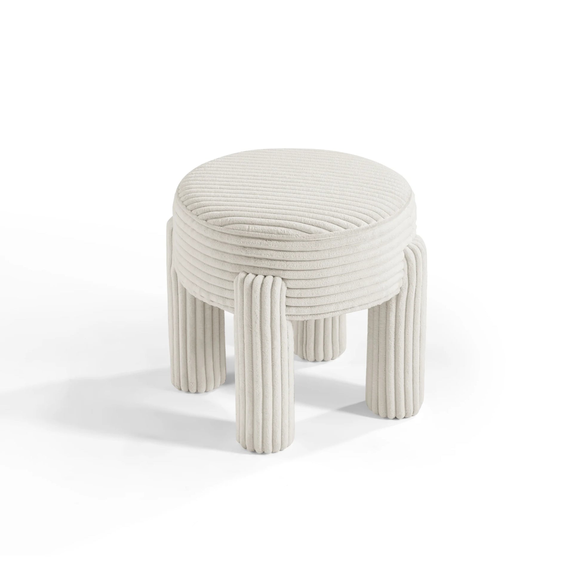 Linspire Tassel Corduroy Stool, White