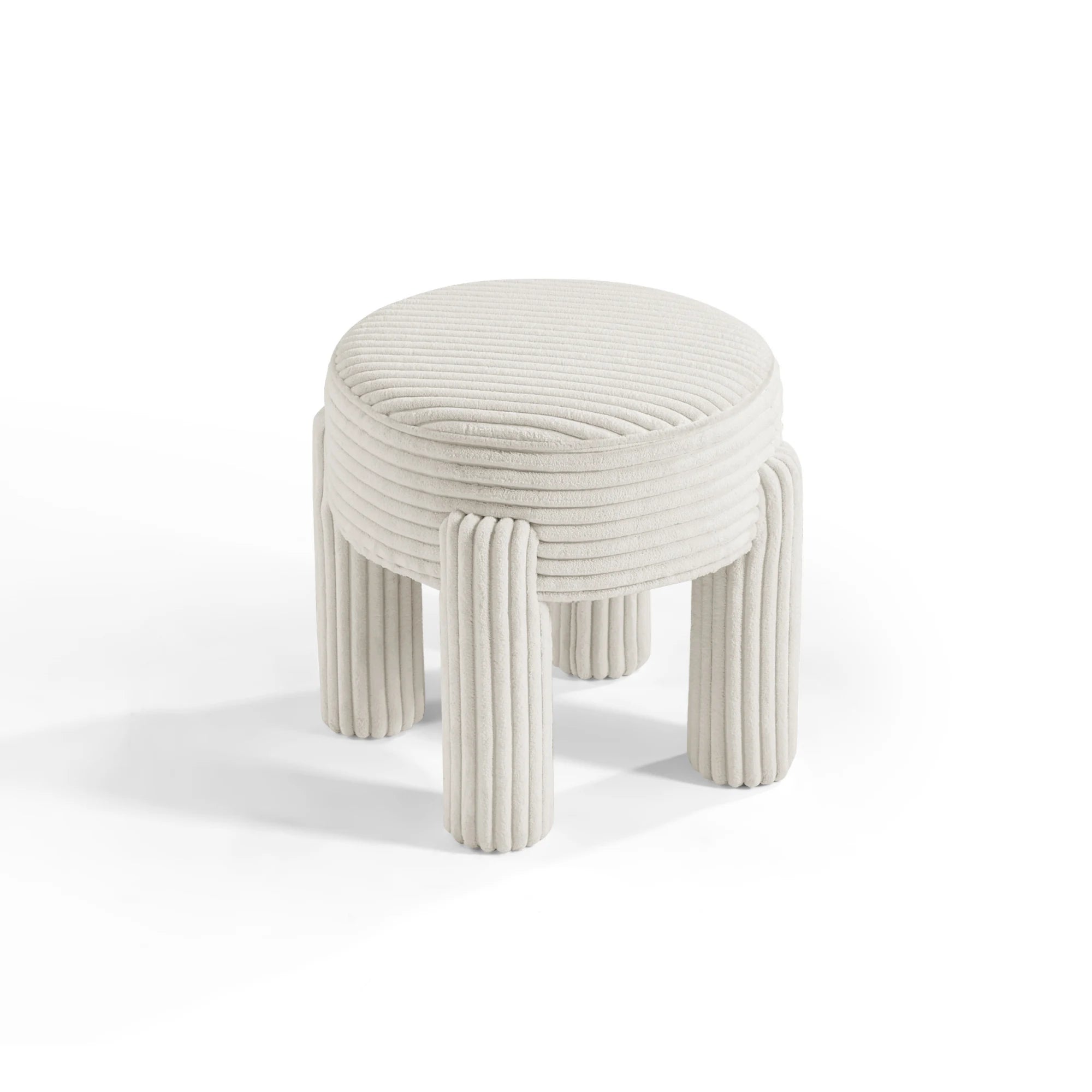 Linspire Tassel Corduroy Stool, White