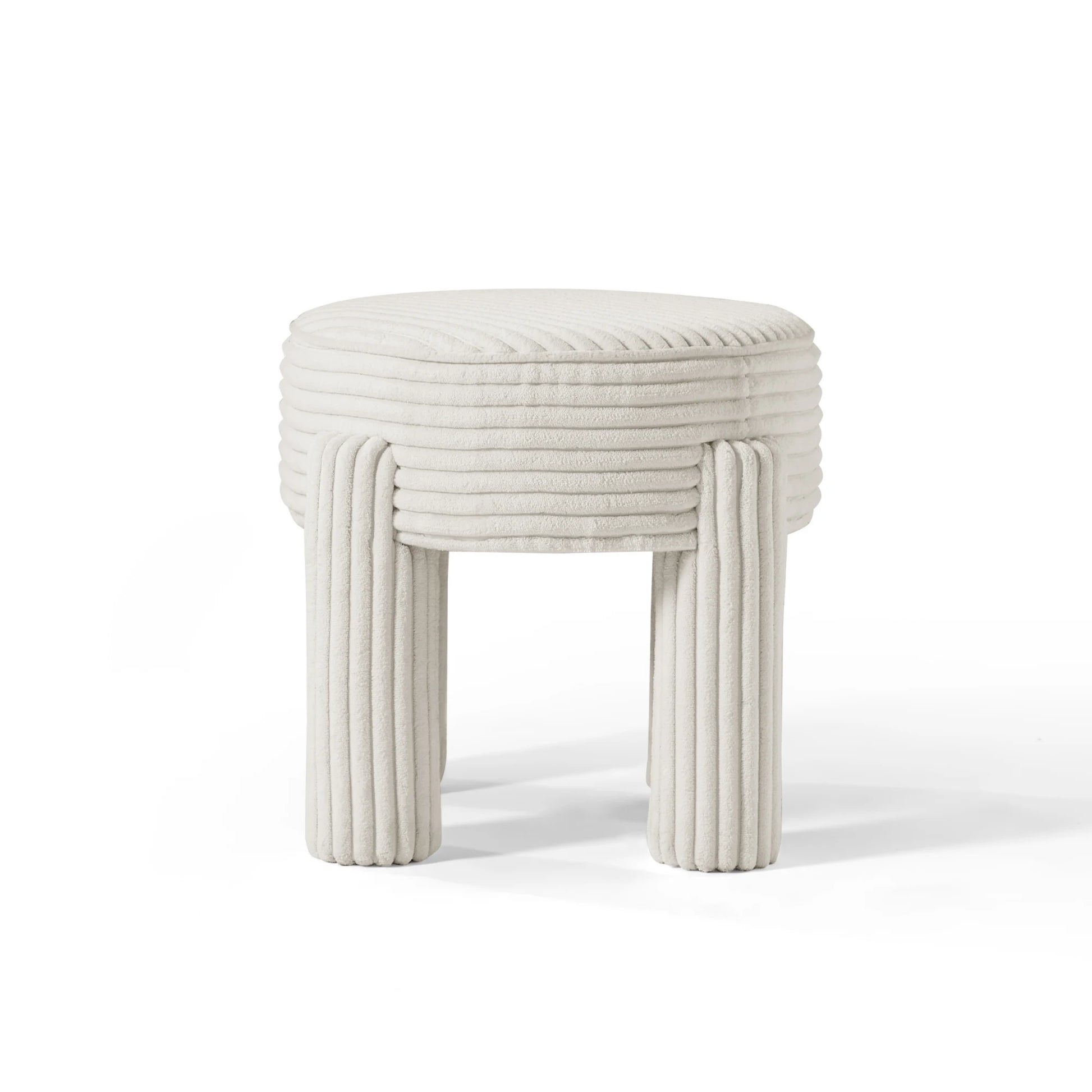 Linspire Tassel Corduroy Stool, White