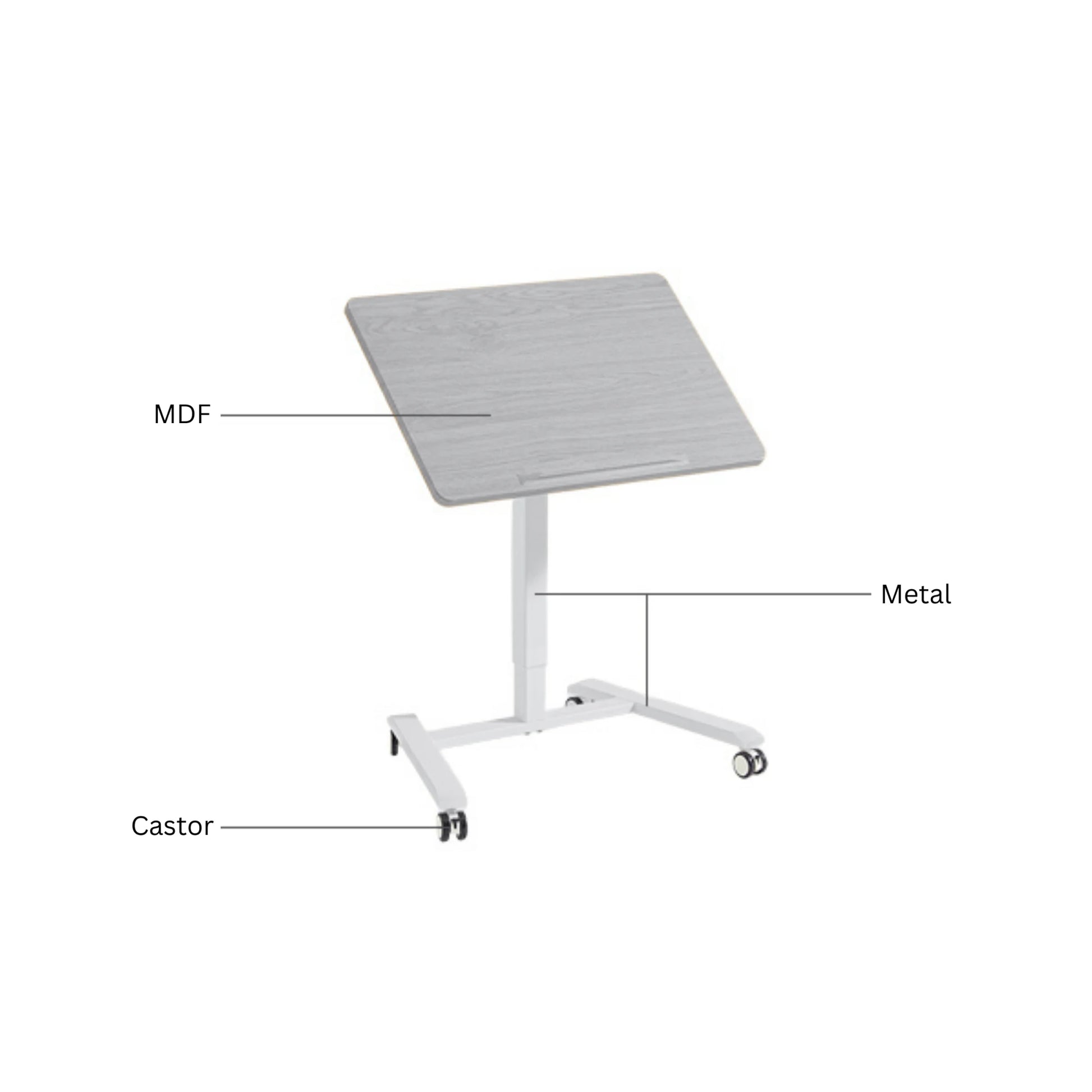 Linspire Islet Height Adjustable Pneumatic Side Table with Castors, White