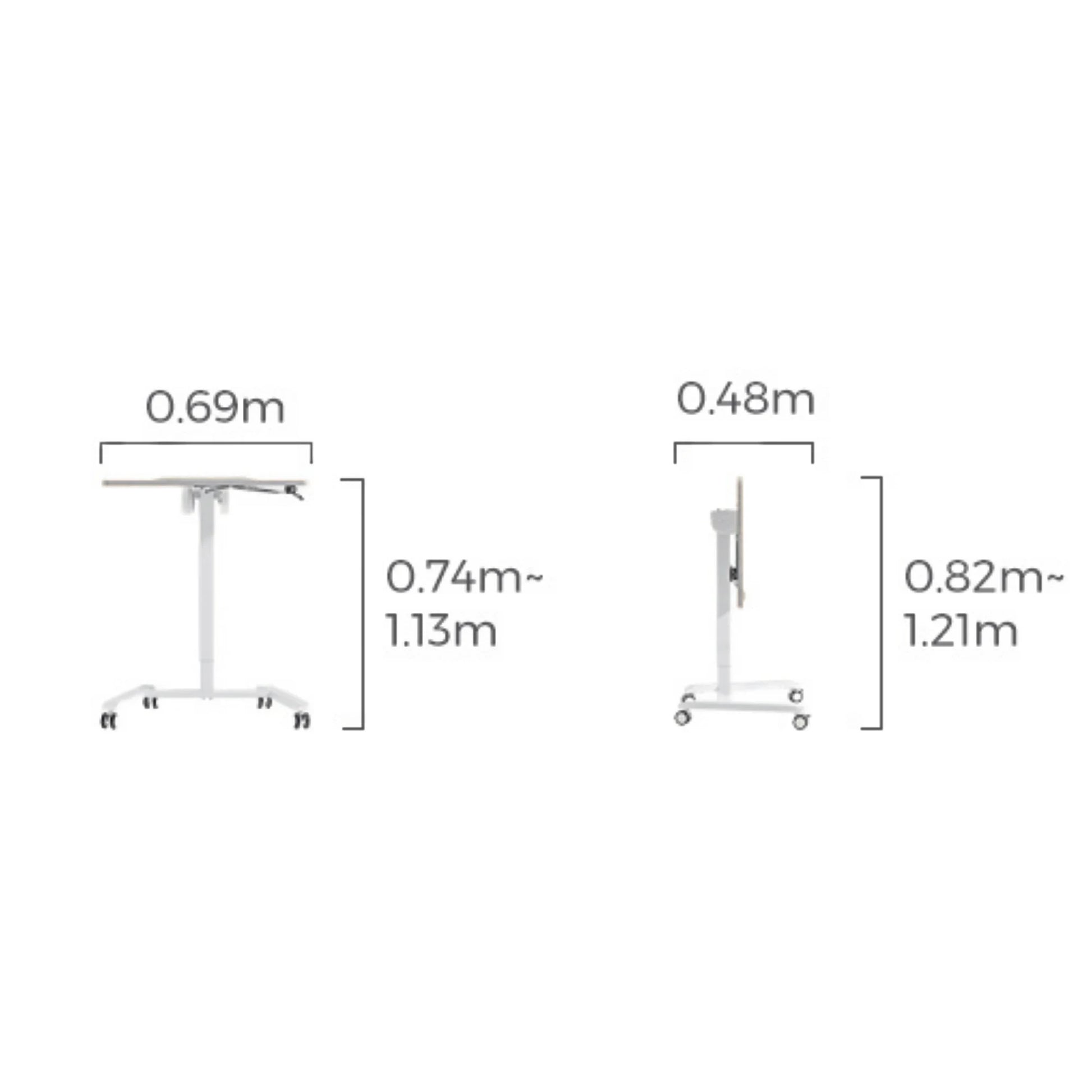 Linspire Islet Height Adjustable Pneumatic Side Table with Castors, White