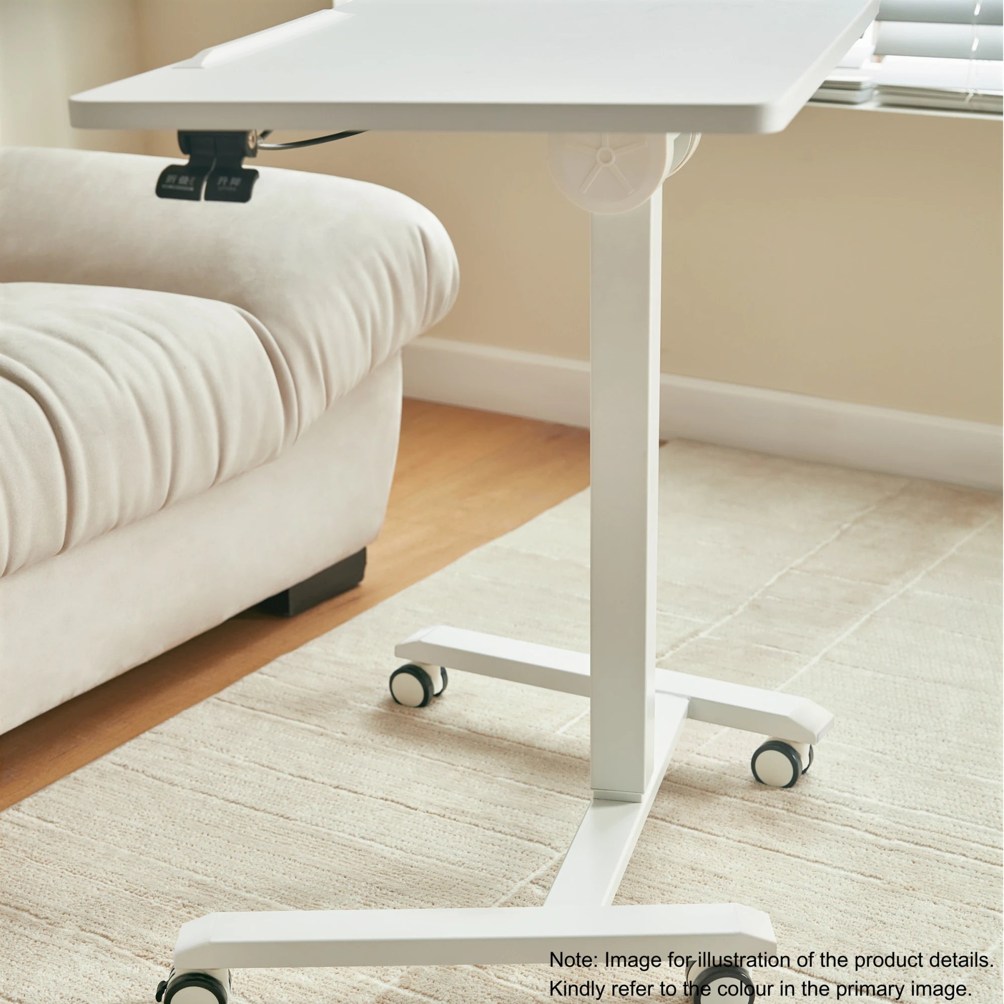 Linspire Islet Height Adjustable Pneumatic Side Table with Castors, Natural Wood
