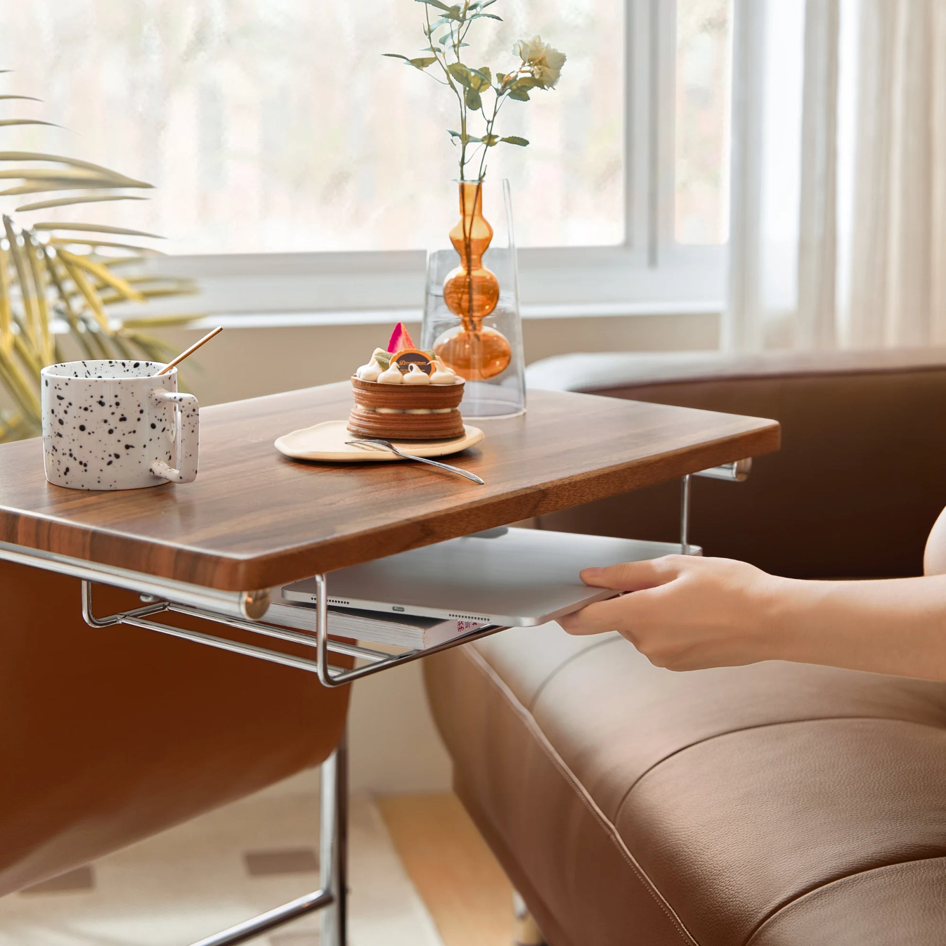 Linspire Trend Rolling Side Table with Storage, Brown
