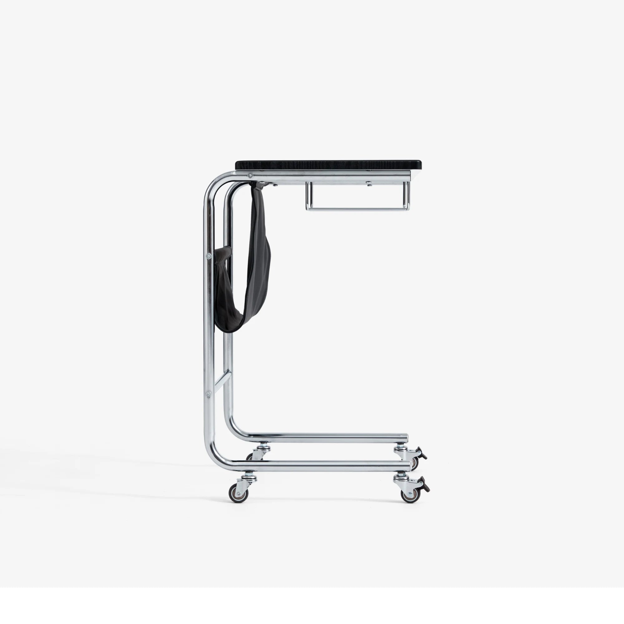 Linspire Trend Rolling Side Table with Storage, Black