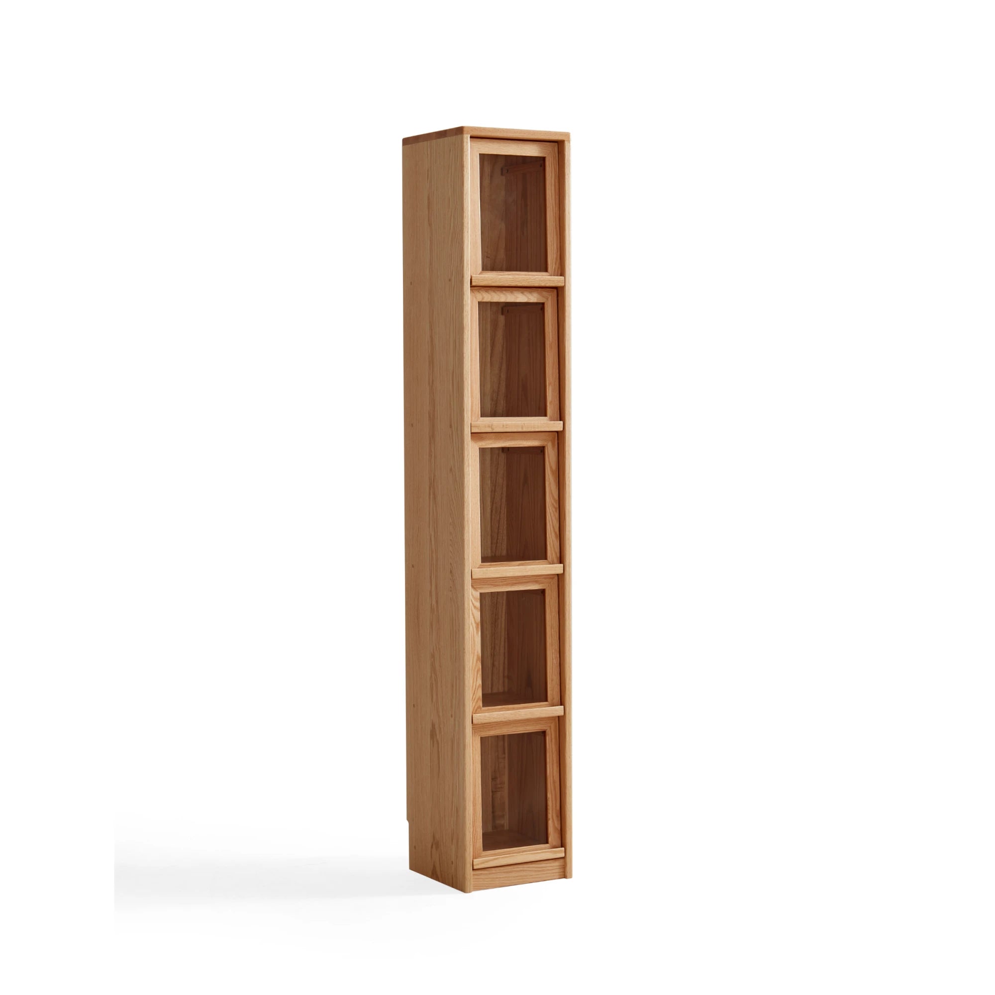 Linspire Oaklyn Solid Oak Slim Display Cabinet with Glass Flip Doors