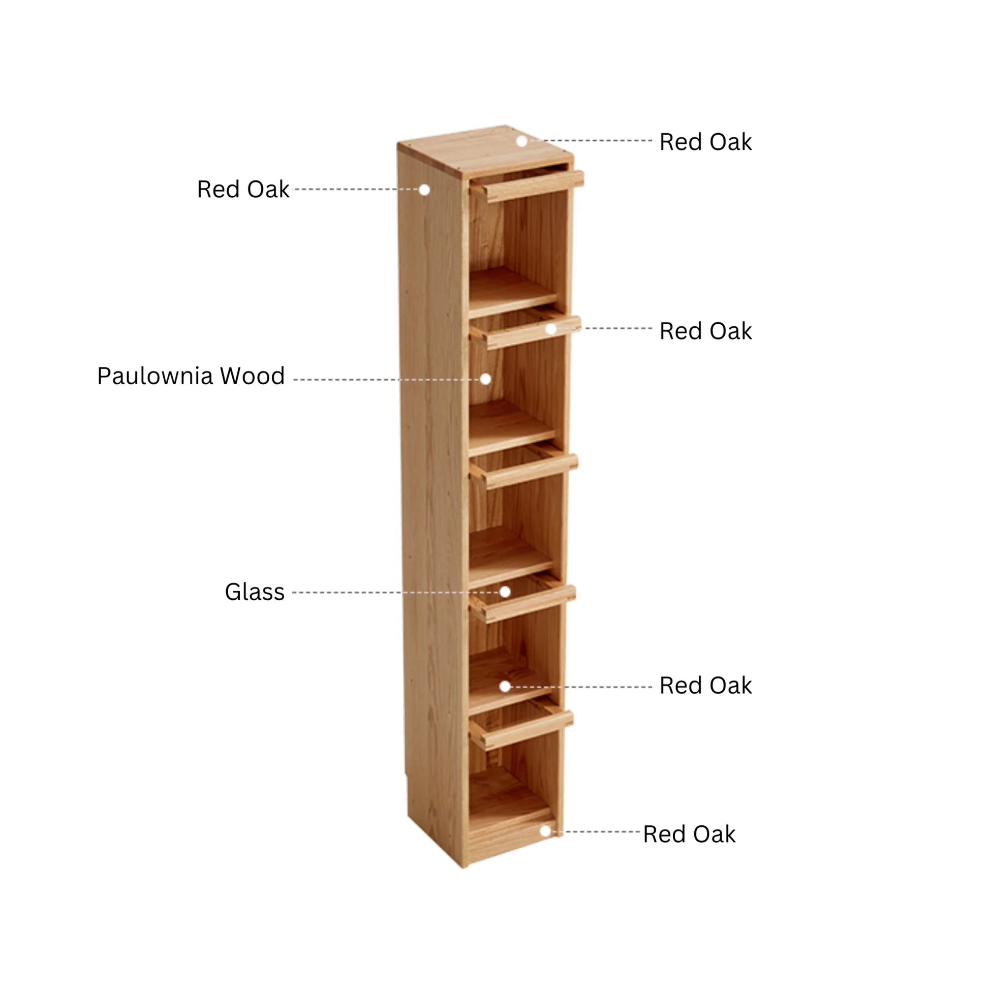 Linspire Oaklyn Solid Oak Slim Display Cabinet with Glass Flip Doors