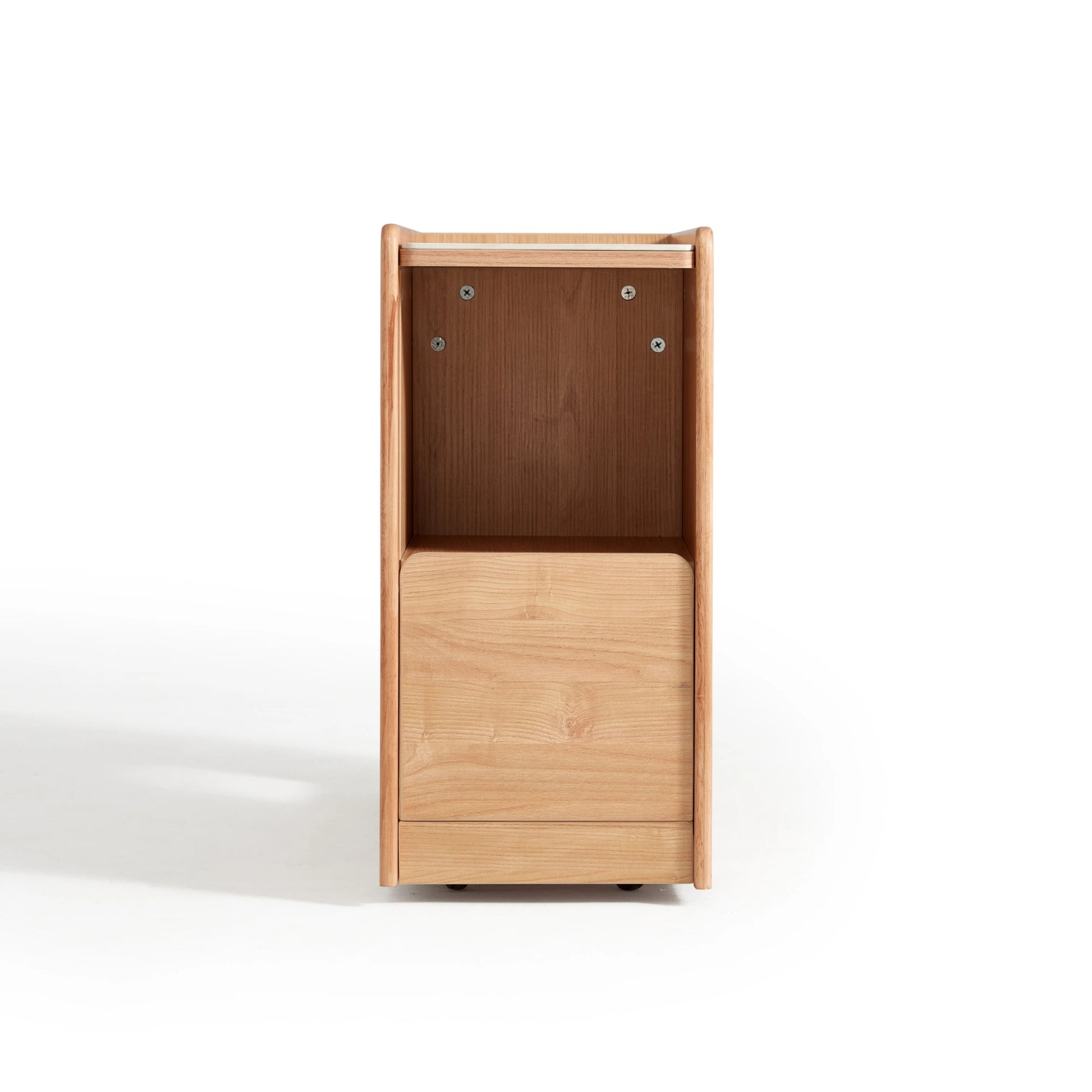 Linspire Cubby Sintered Stone Top Side Table with Castors, 30x70x62cm, Natural Wood