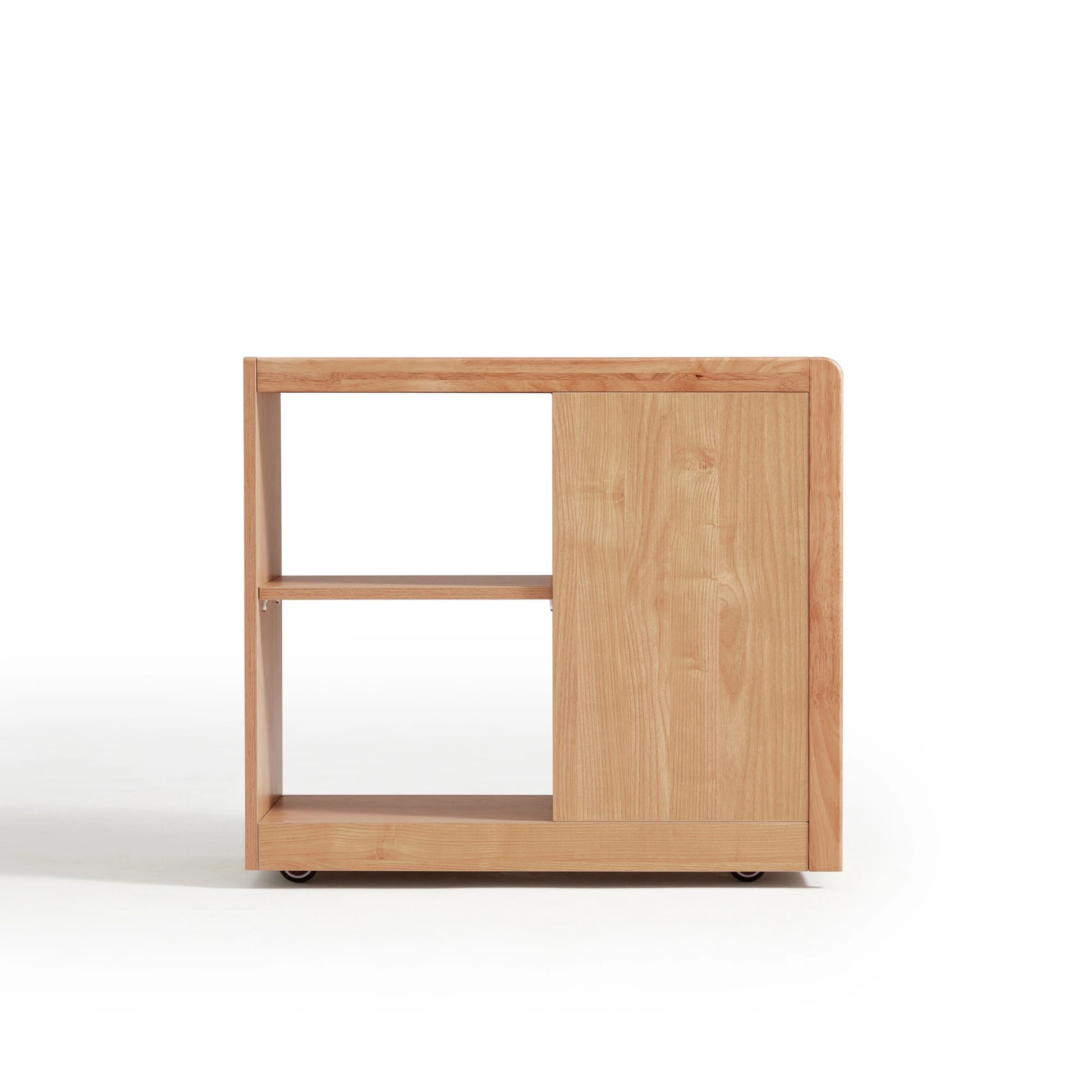 Linspire Cubby Sintered Stone Top Side Table with Castors, 30x70x62cm, Natural Wood