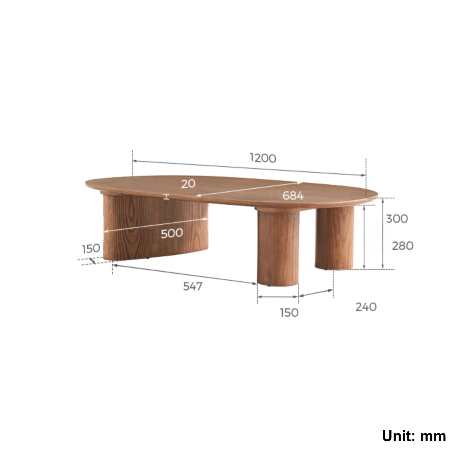 Linspire Terra Coffee Table, 120cm, Natural Wood