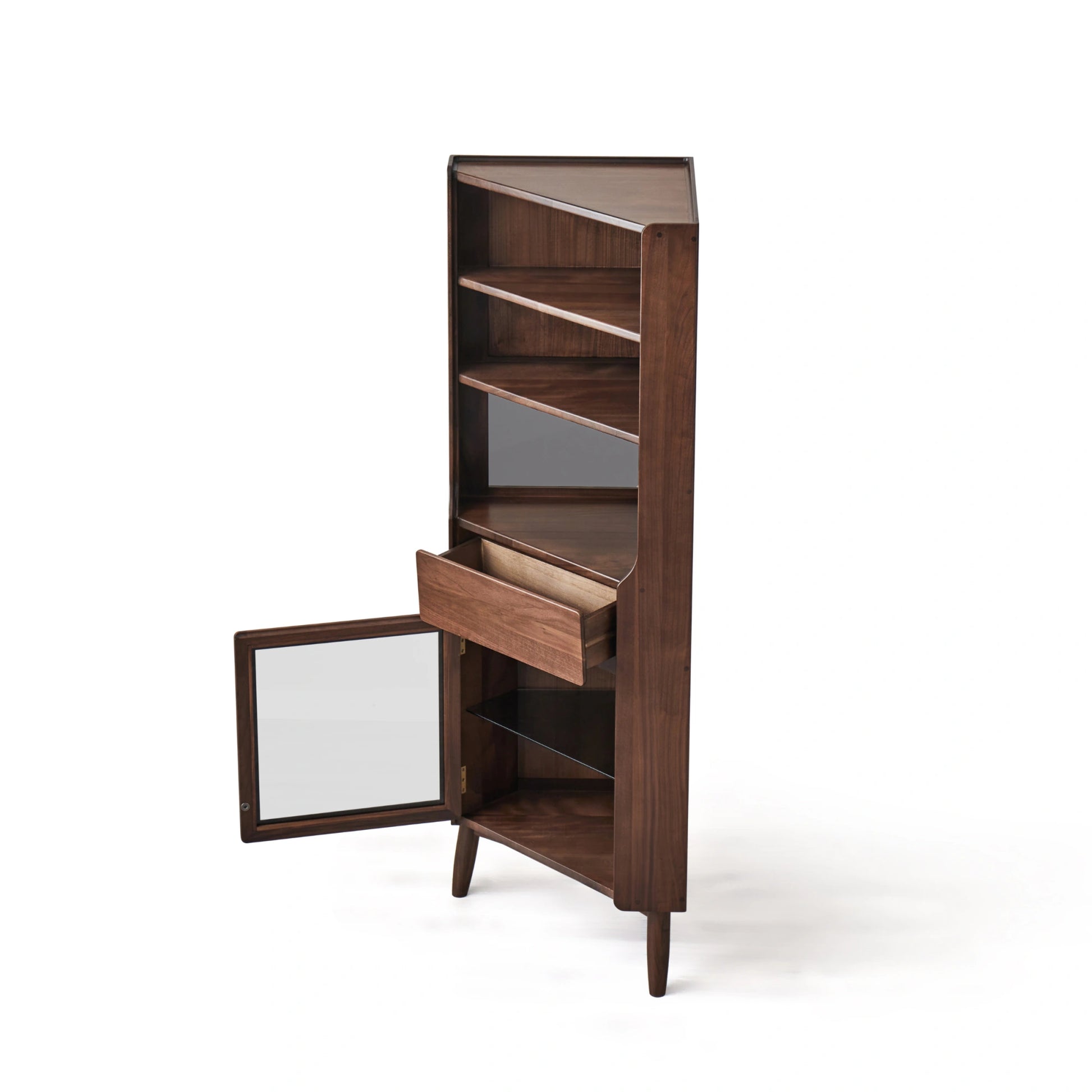 Linspire Vista Walnut Corner Storage Cabinet