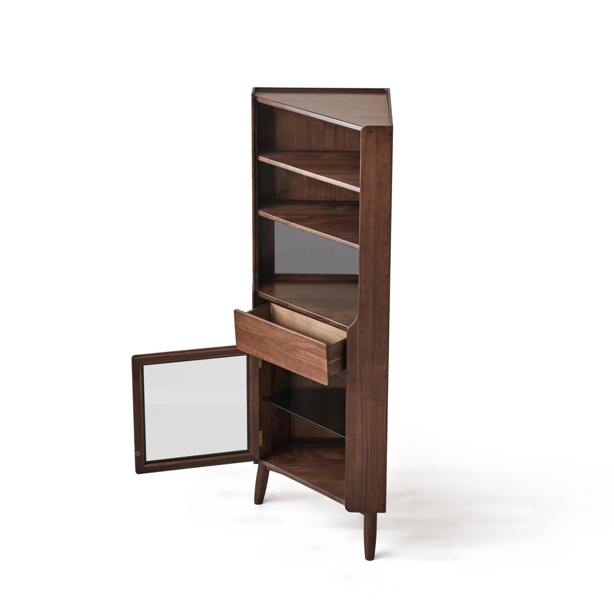 Linspire Vista Walnut Corner Storage Cabinet