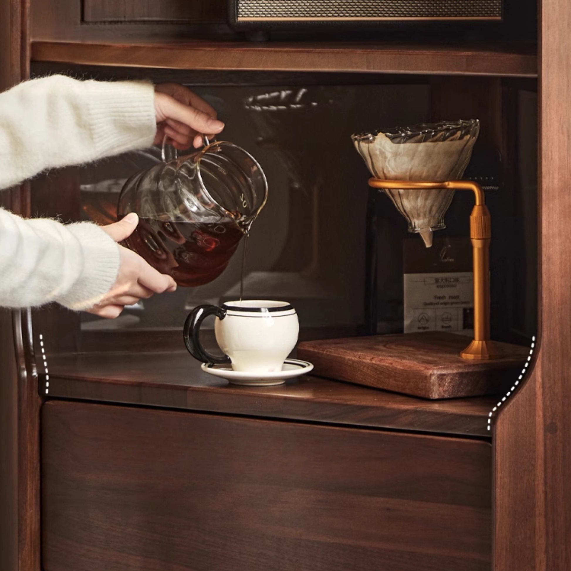 Linspire Vista Walnut Corner Storage Cabinet