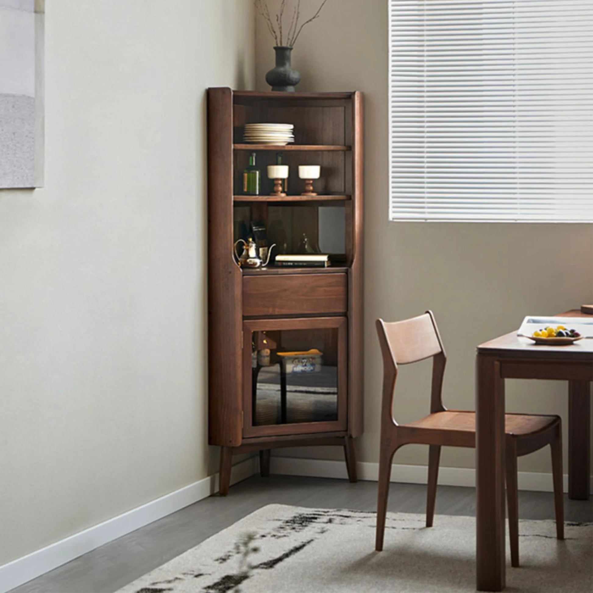 Linspire Vista Walnut Corner Storage Cabinet