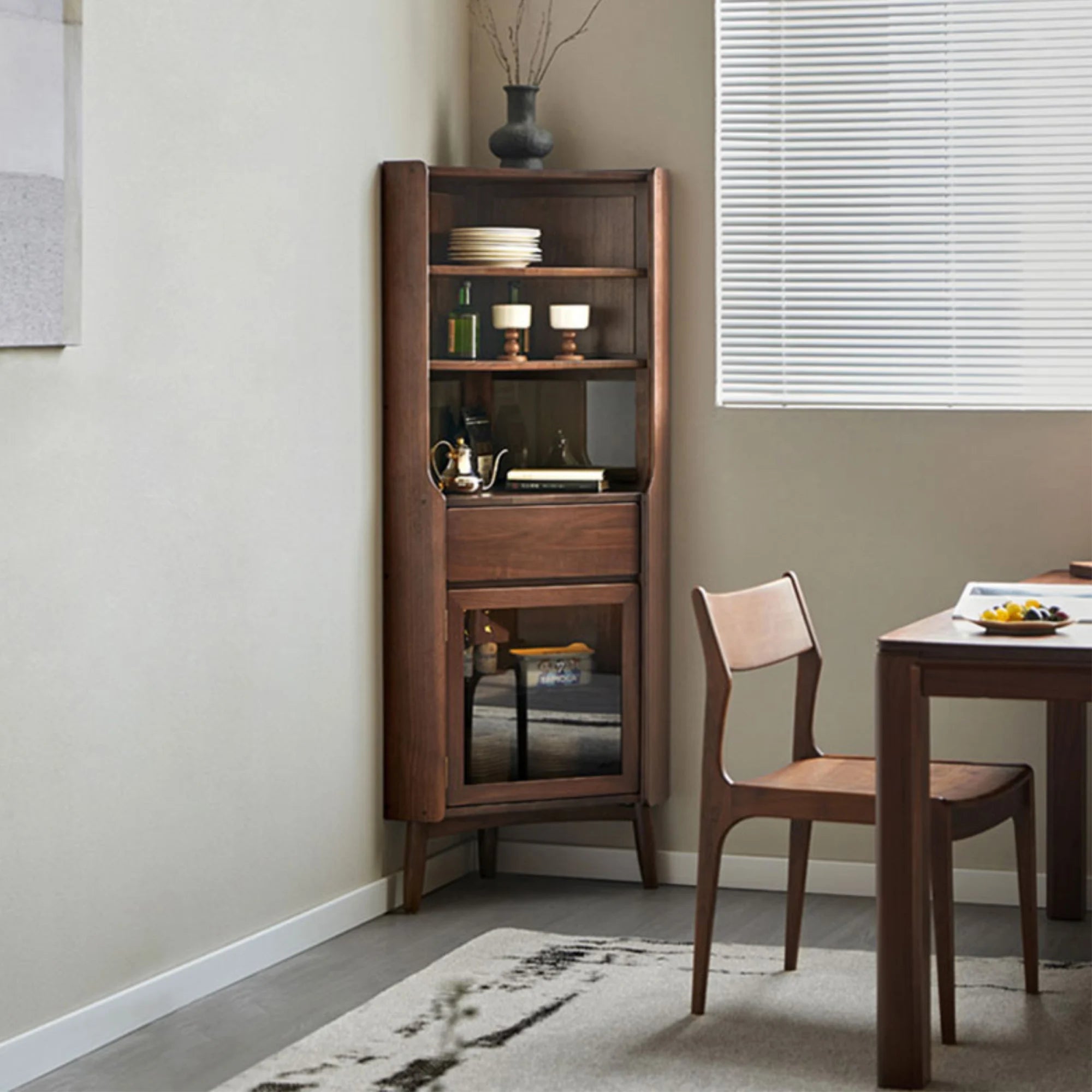 Linspire Vista Walnut Corner Storage Cabinet